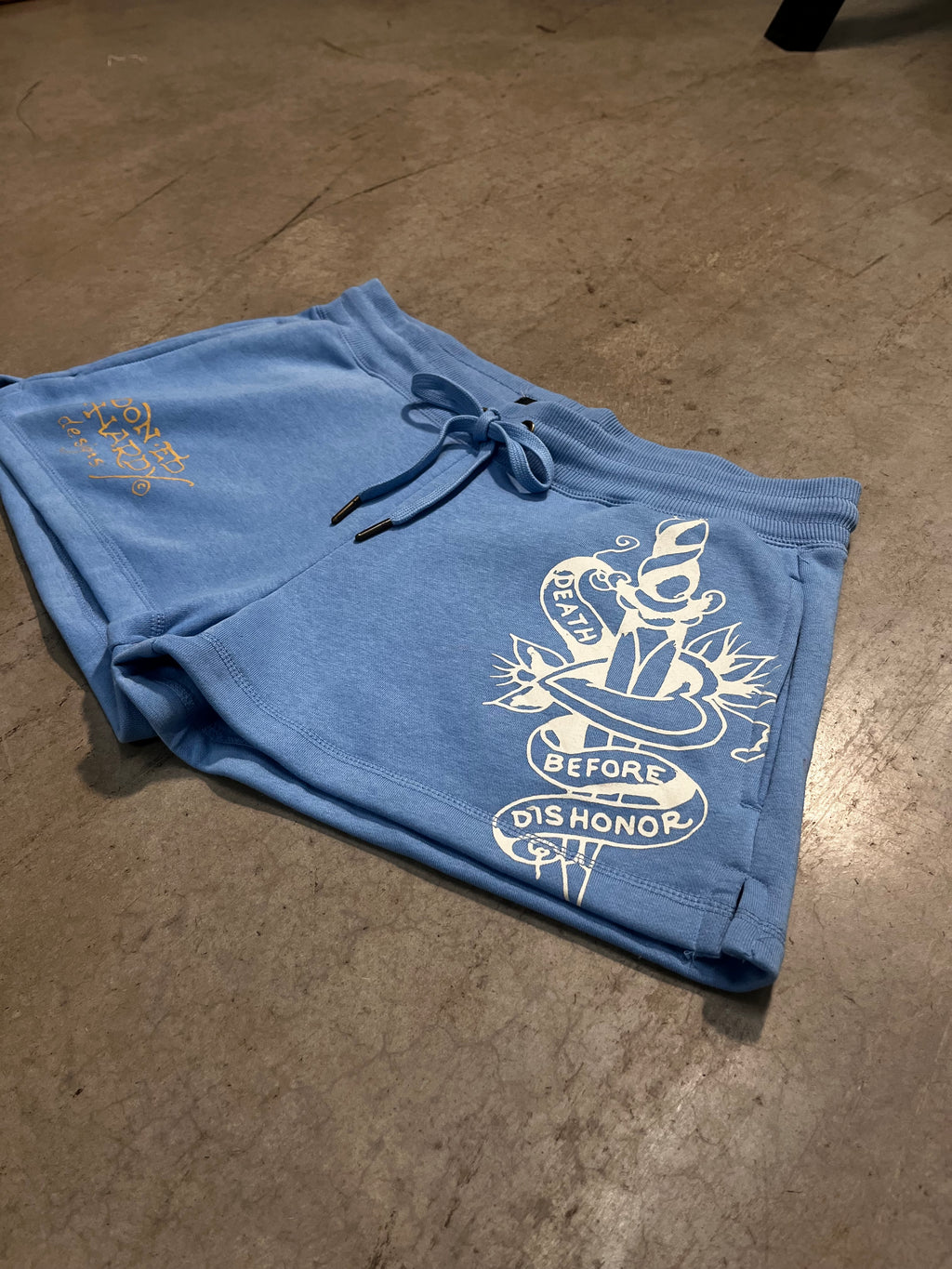 ED HARDY “Flower Skulls” BLUE BOOTY SHORTS