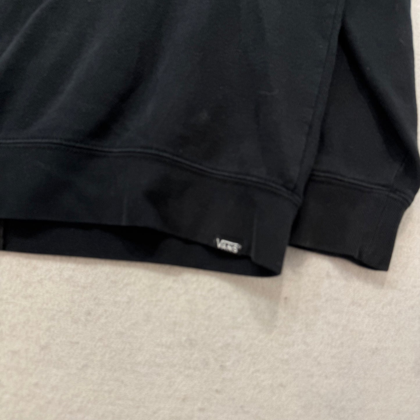 Vans Men's Black Cotton Blend Full Zip Hoodie Split Kangaroo Pockets Logo Size M