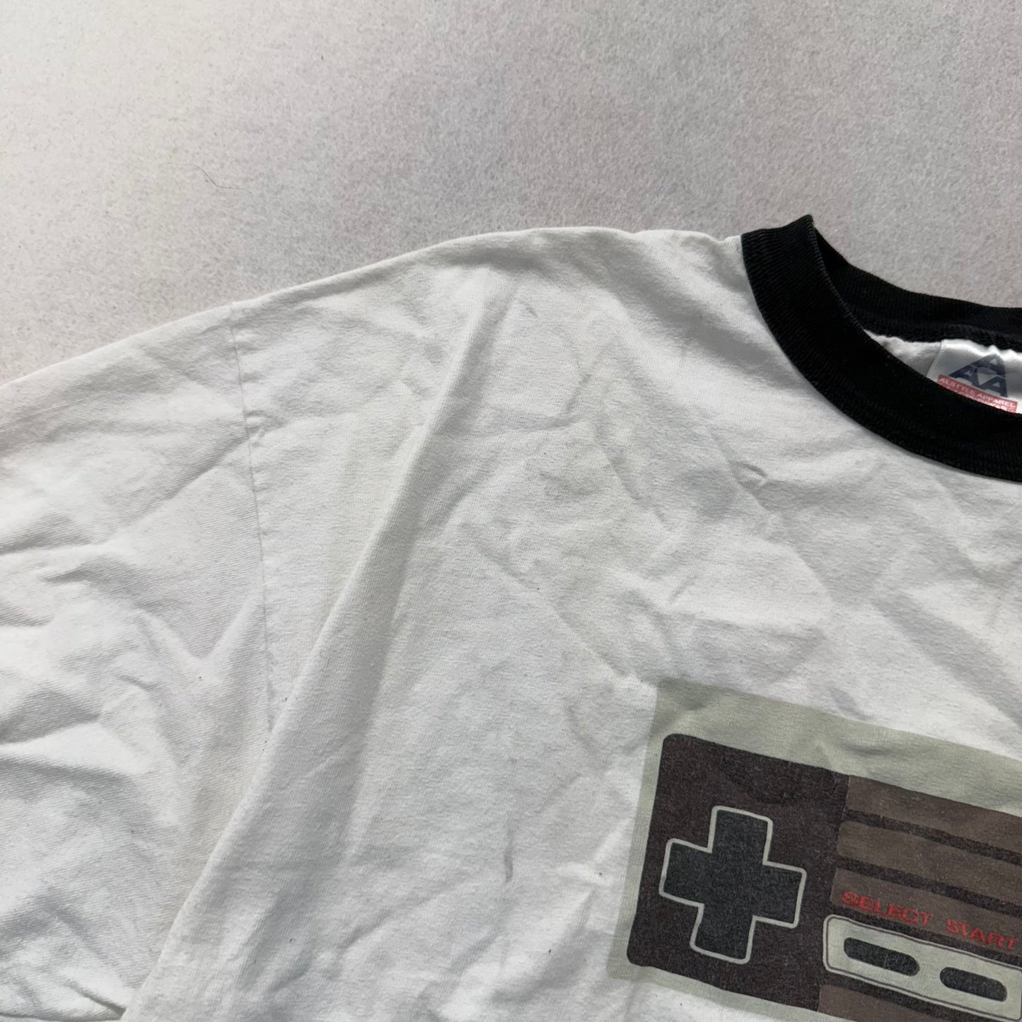 Alstyle Men's White Cotton Ringer T-Shirt Short Sleeves Graphic Tee Size XL