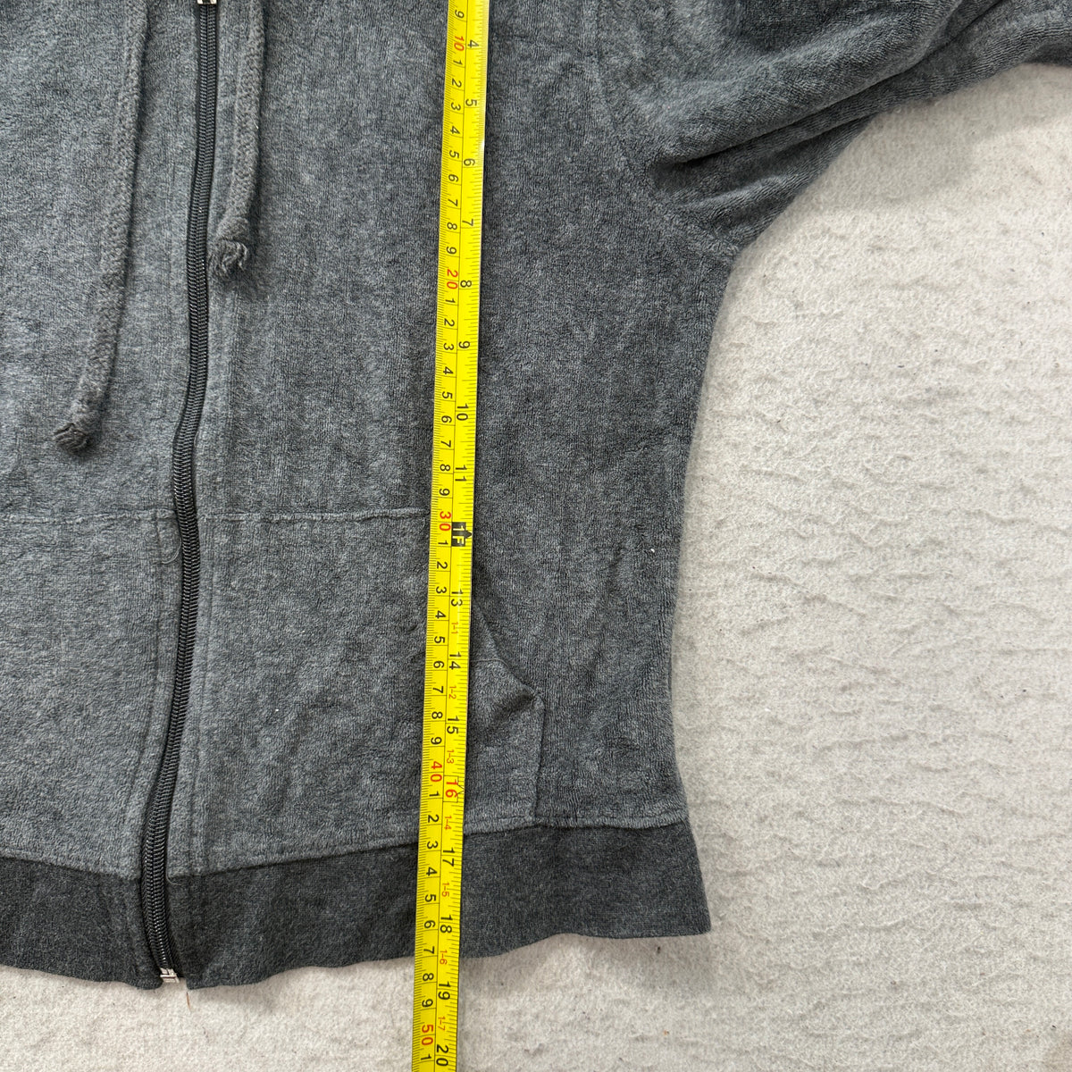 Vintage Juicy Couture Women Charcoal Gray Velour Zip-Up Hoodie Loungewear Size S