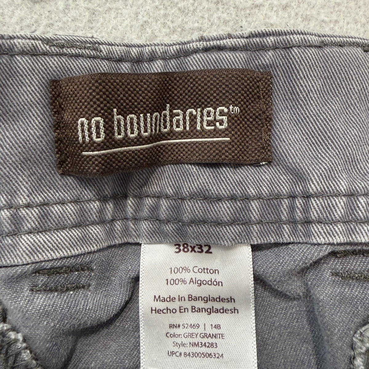 No Boundaries Cargo Pants Men's Gray Cotton Utility Pockets Relaxed Size 38x32 photo 3