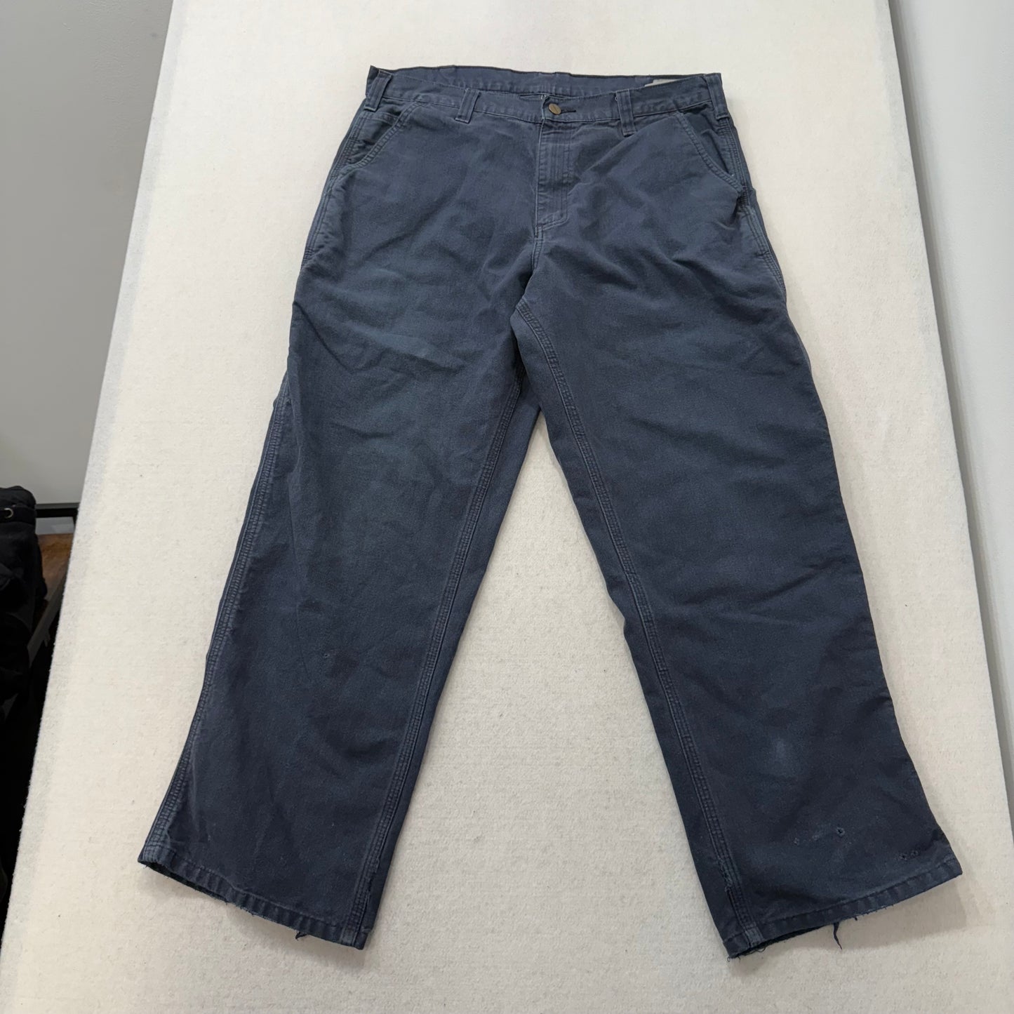 Carhartt Men's Black Washed Cargo Work Pants Dungaree Fit Mid-Rise Size 34 x 28