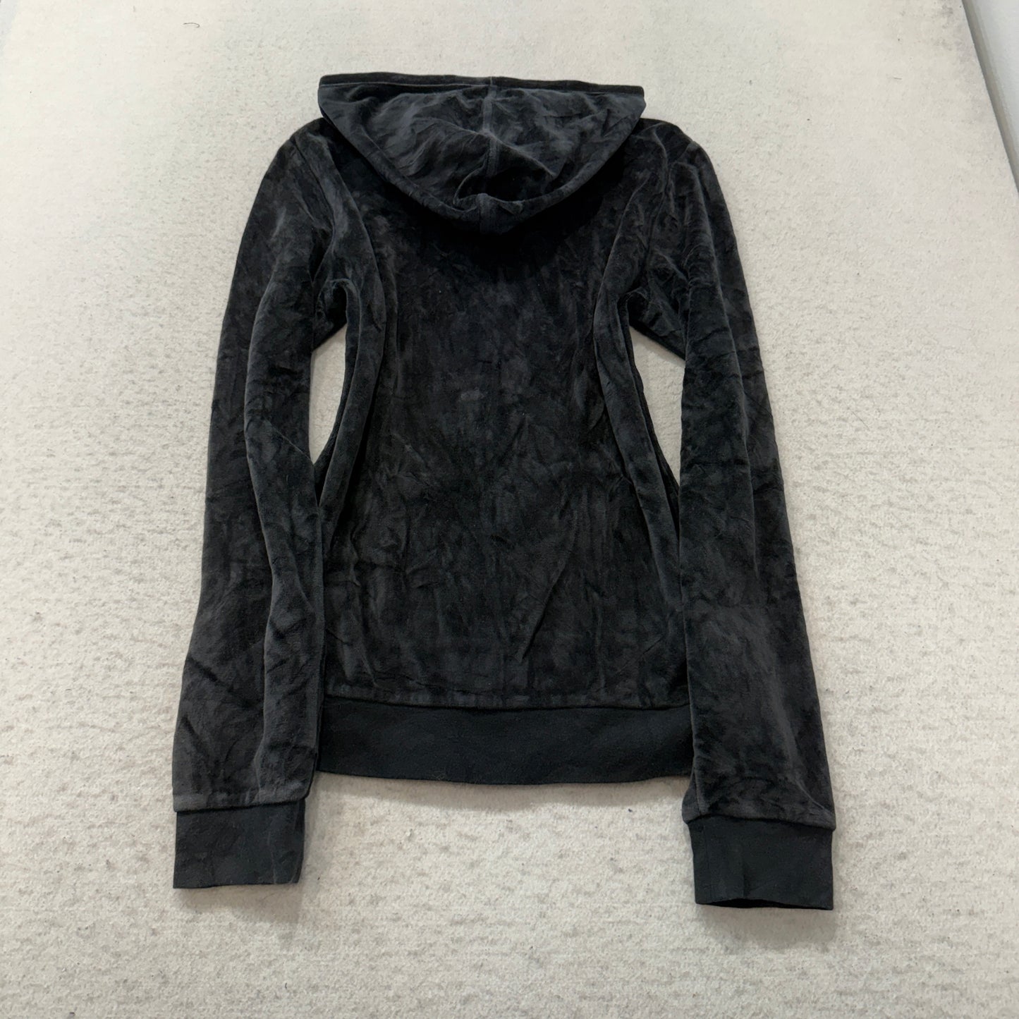 Juicy Couture Women's Black Zip-Up Hoodie Pockets Loungewear Classic Size P