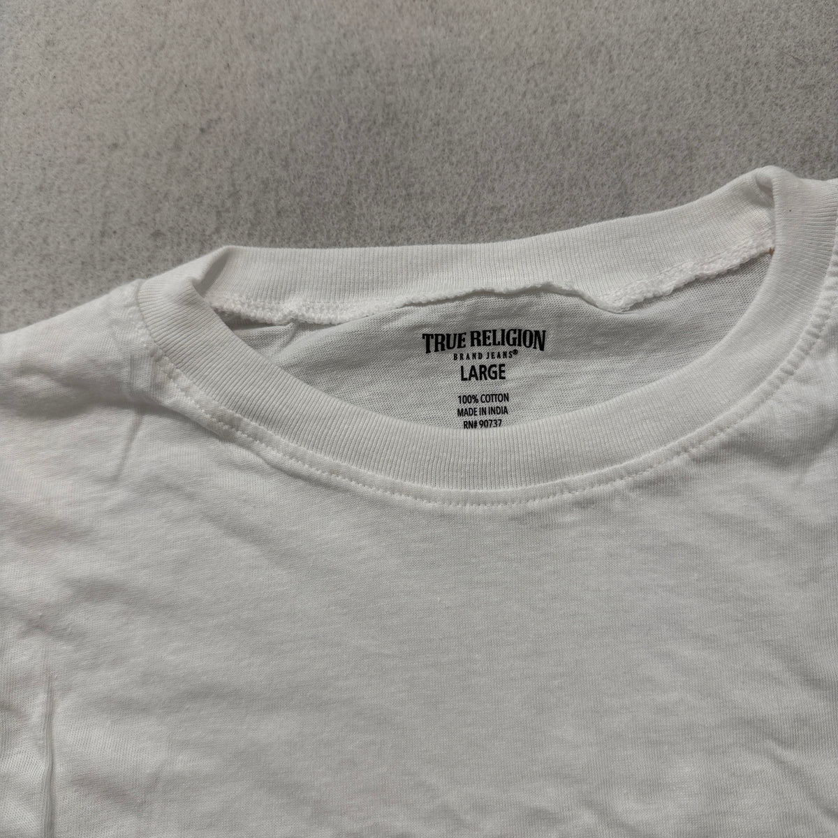 True Religion Silver Foil Logo Crew Neck T-Shirt White Size L photo 3
