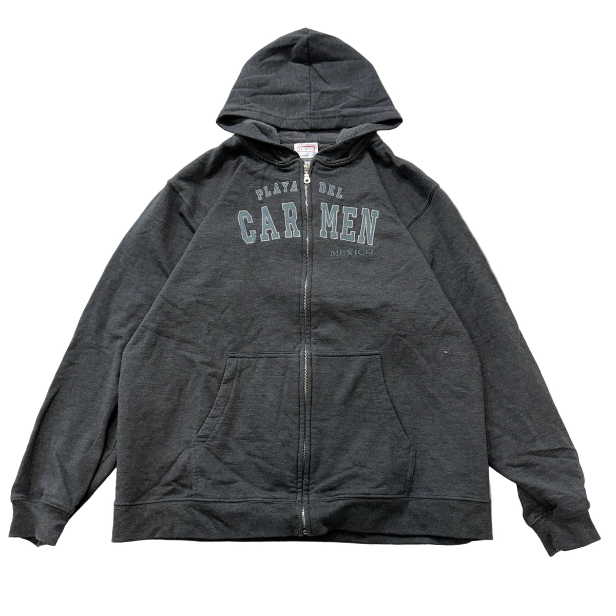 Vintage Le Best Playa Del Carmen, Mexico Men's Grey Full Zip Hoodie Size XL