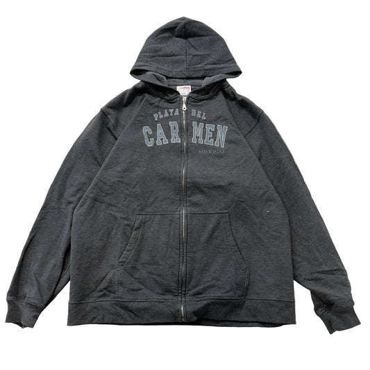Vintage Le Best Playa Del Carmen, Mexico Men's Grey Full Zip Hoodie Size XL