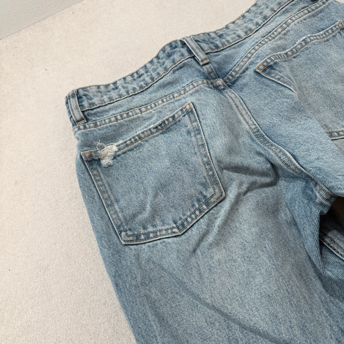 Zara Distressed Light Wash Straight Jeans Size 8 photo 9