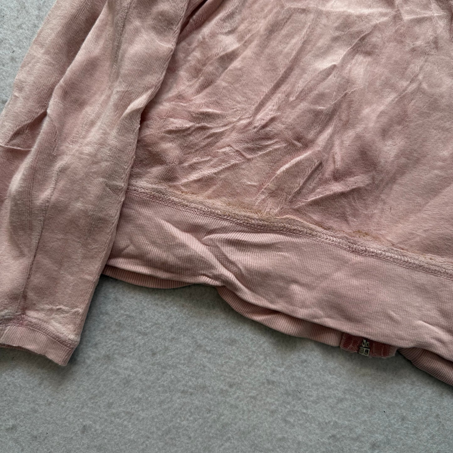 Juicy Couture Dusty Rose Velour Tracksuit Set Zip Up Hoodie & Flared Pant Size L