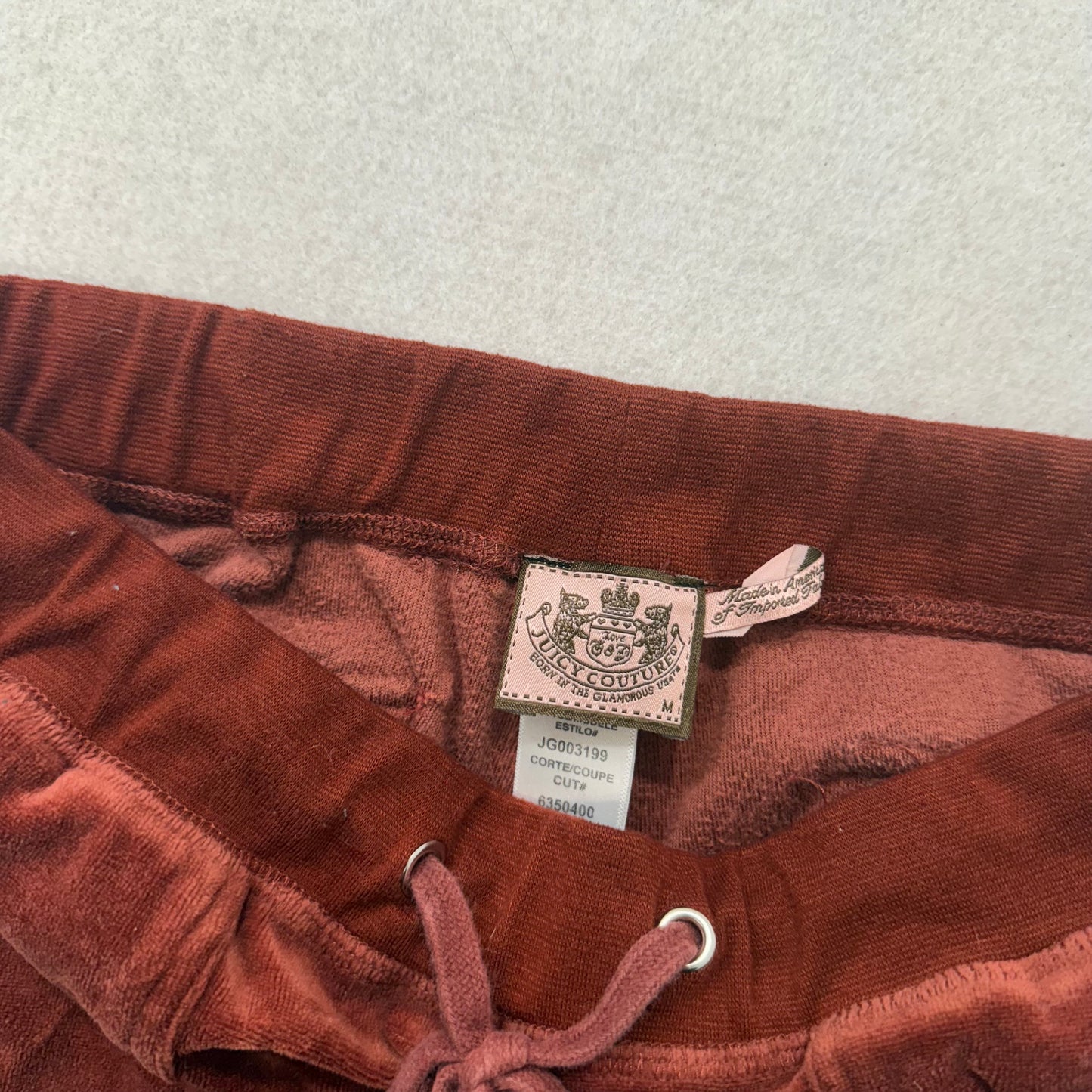 Juicy Couture Women's Brown Velour Flared Track Pants Back Snap Pockets Size M