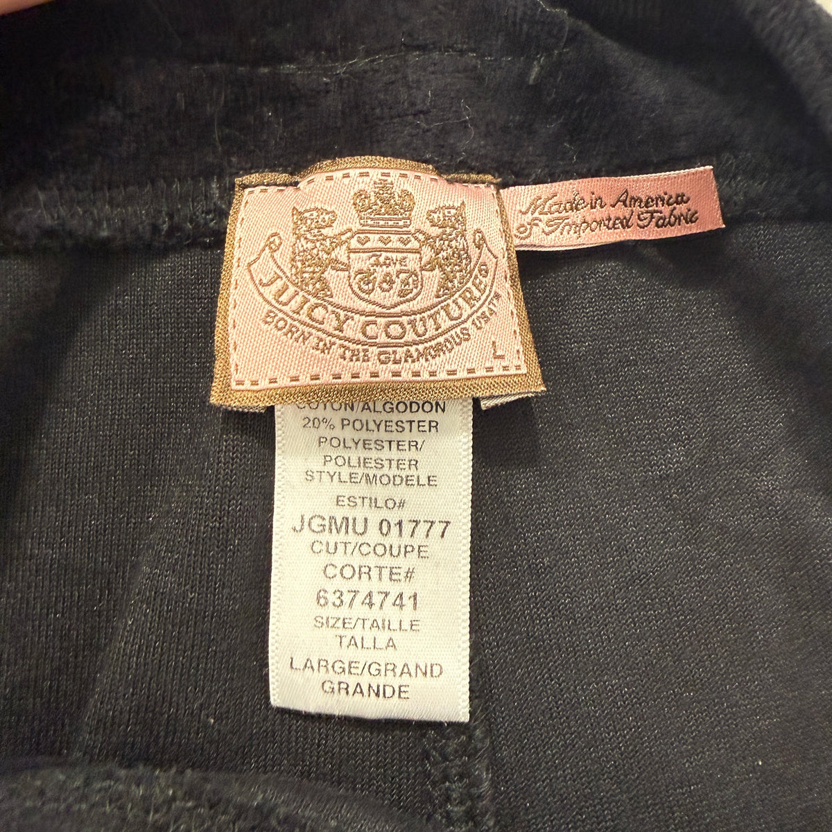 Vintage Juicy Couture Scottie Dogs Women's Black Velour Tracksuit Set Y2K Size L