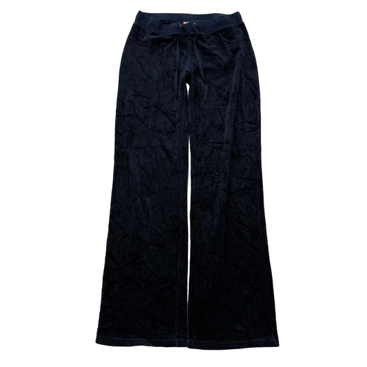Vintage Juicy Couture Women's Navy Velour Flare Track Pant Loungewear Y2K Size S