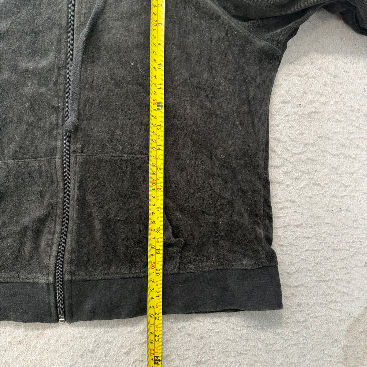 Juicy Couture Women's Black Velour Zip-Up Hoodie Pockets Drawstring Y2K Size XL