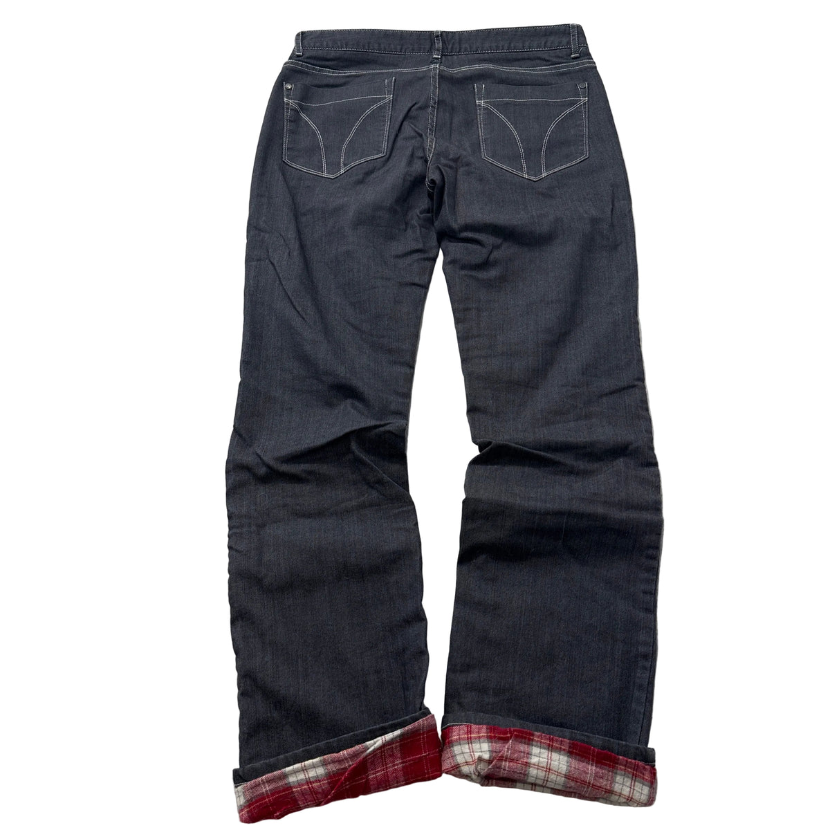 Flannel Lined Dark Gray Straight Jeans Size 8 photo 1