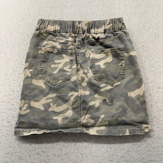 Boston Proper Camo Mini Skirt Women's Green Camouflage Pull-On Pockets Size 6 photo 1