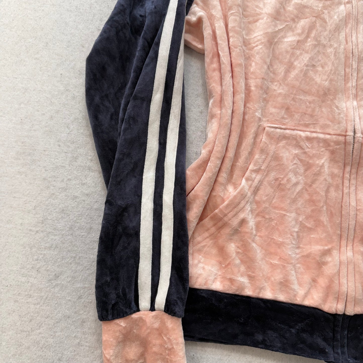 Juicy Couture Women's Bicolor Pink Navy Velour Zip Up Hoodie Loungewear Size M