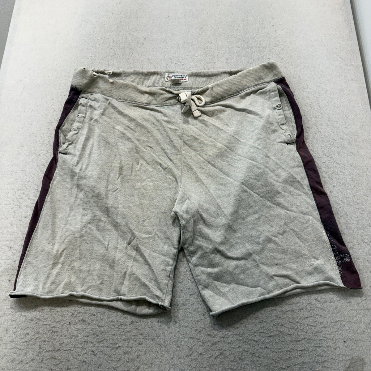 Vintage American Eagle Sweat Shorts Men's Heather Gray Side Stripe Size L photo 1