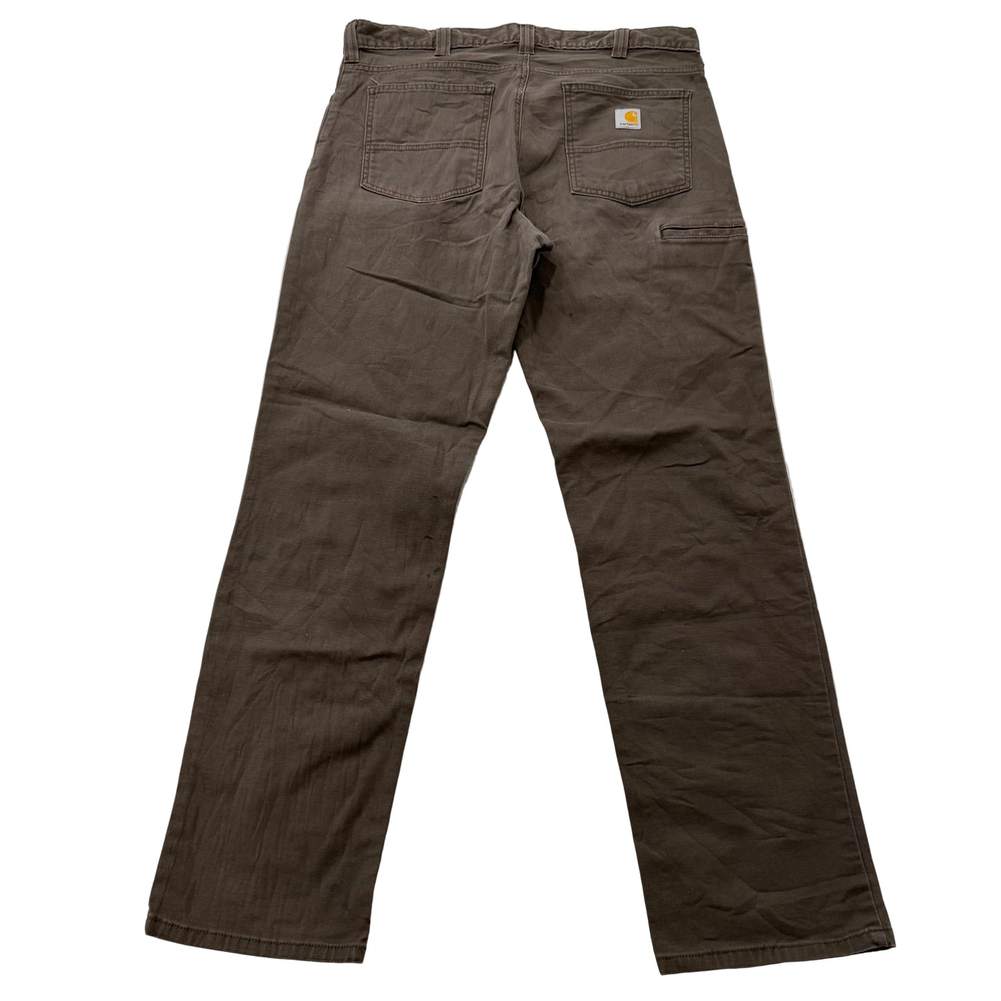 Carhartt Men's Duck Brown Cotton Relaxed Fit Carpenter Pants Workwear Waist 36
