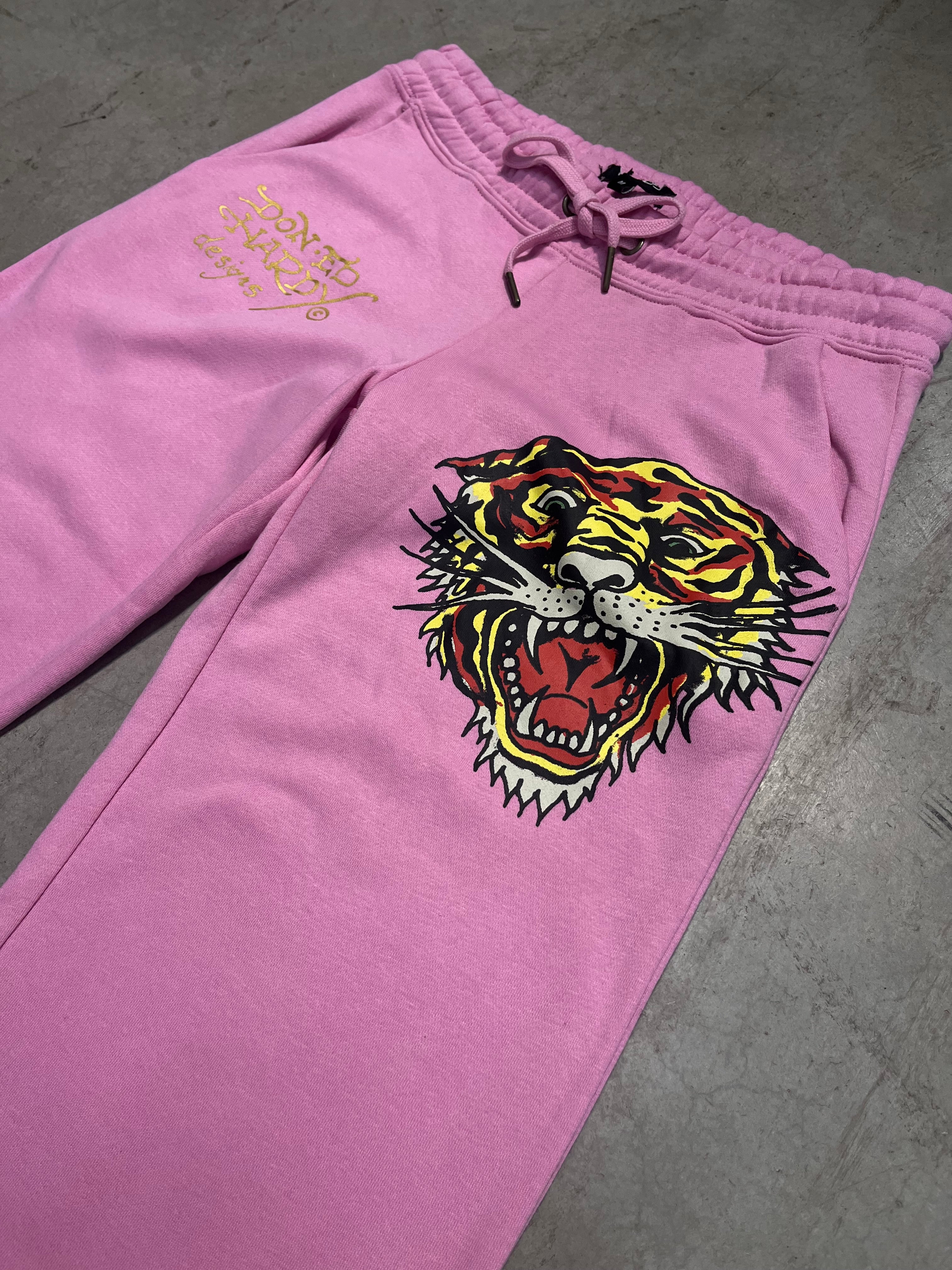 Ed Hardy “Tiger Dagger” Pink Flare Pants