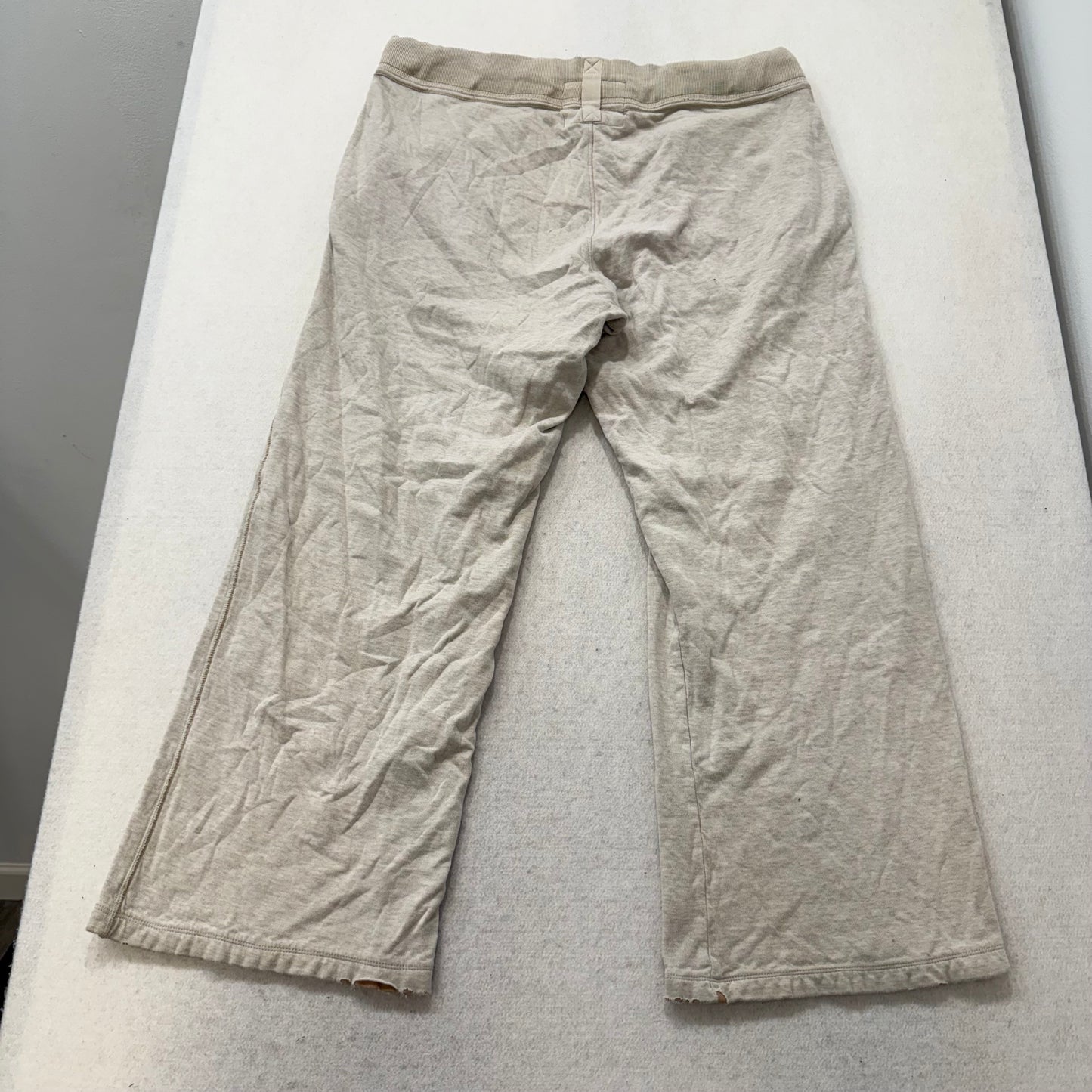 American Eagle Outfitters Women's Beige Cotton Wide Leg Sweatpants Logo Size M