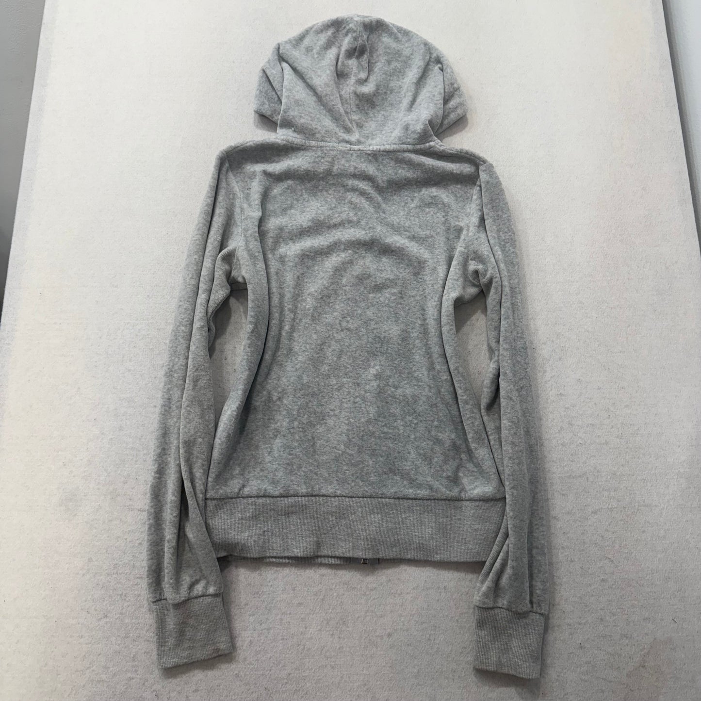 Juicy Couture Gray Velour Tracksuit Set Zip Up Hoodie & Flared Pants Y2K Size S