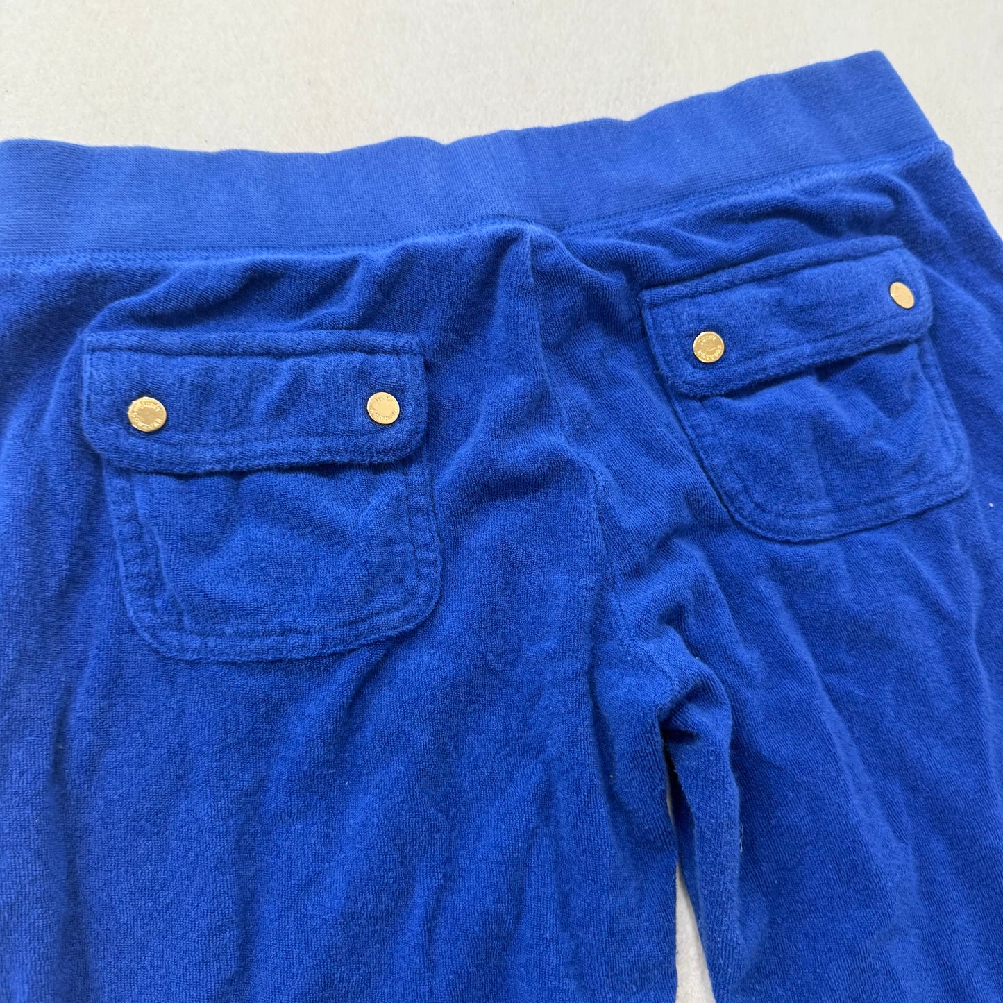 Juicy Couture Women's Blue Terrycloth Flared Track Pant Back Snap Pocket Size S