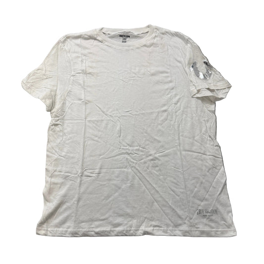 True Religion Silver Foil Logo Crew Neck T-Shirt White Size L photo 1