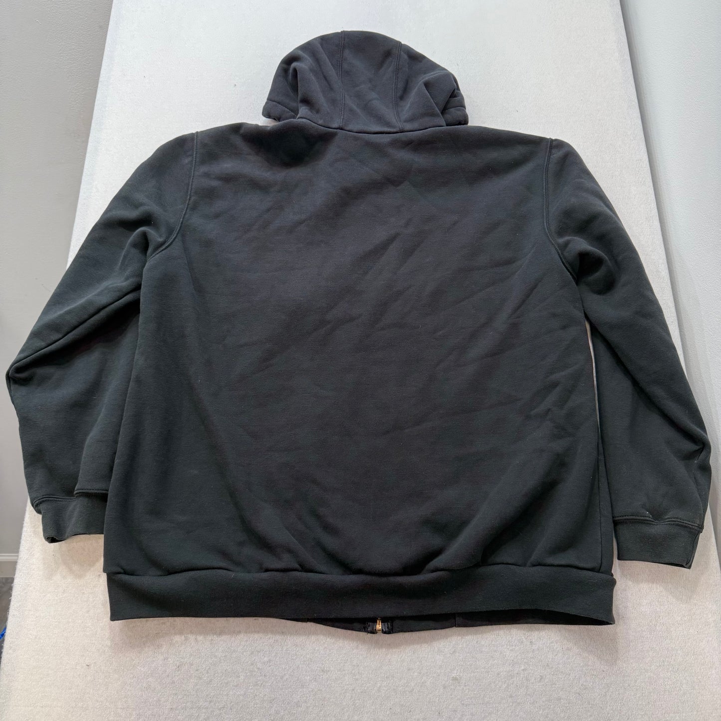 Carhartt Men's Black Cotton Full Zip Hoodie Split Kangaroo Pockets Logo Size XL