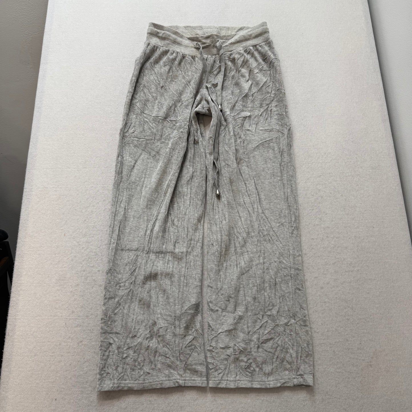Juicy Couture Heather Gray Velour Tracksuit Set Zip Up Hoodie & Wide Pant Size M