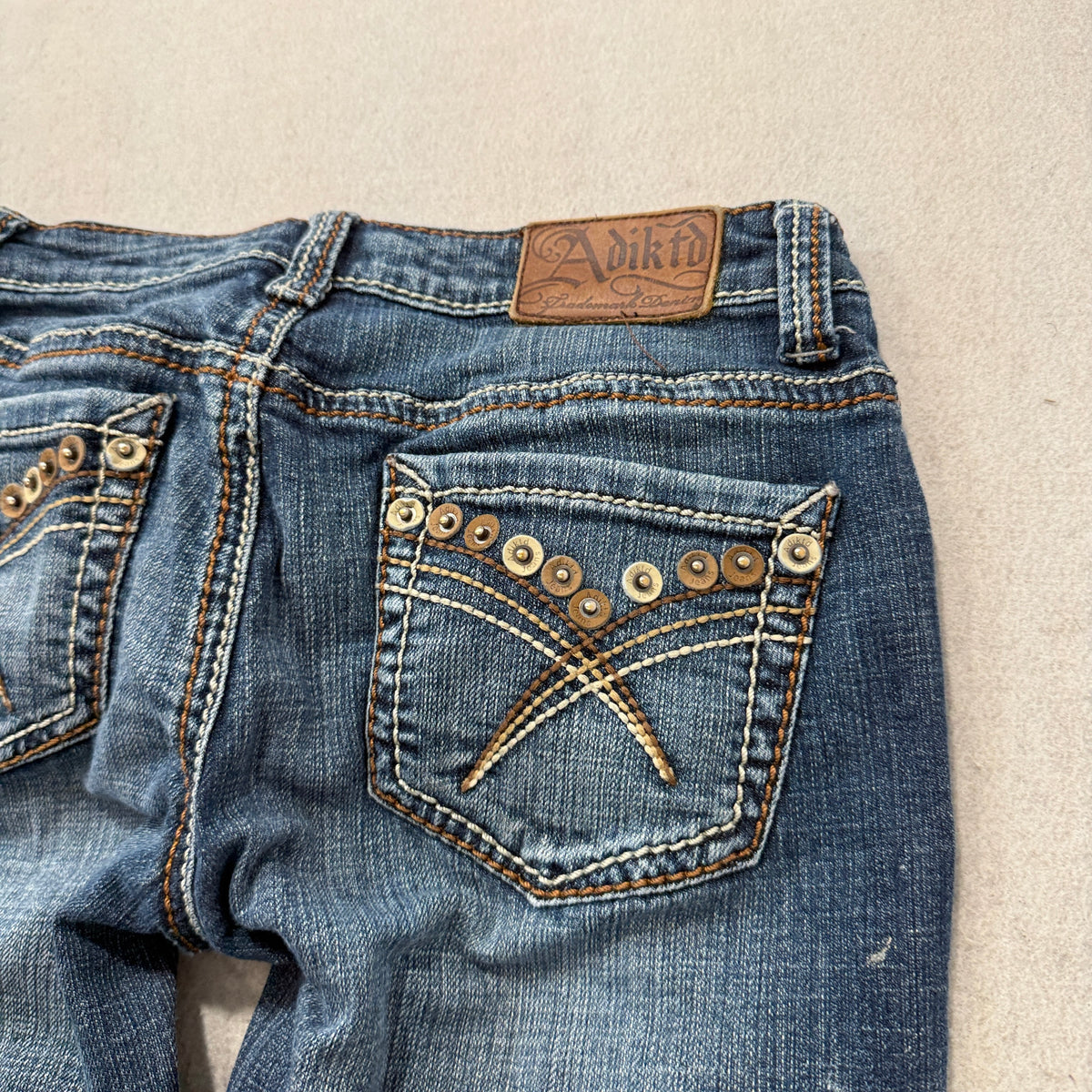 Adiktd Embellished Pocket Boot Cut Jeans Medium Wash Size 4 photo 8
