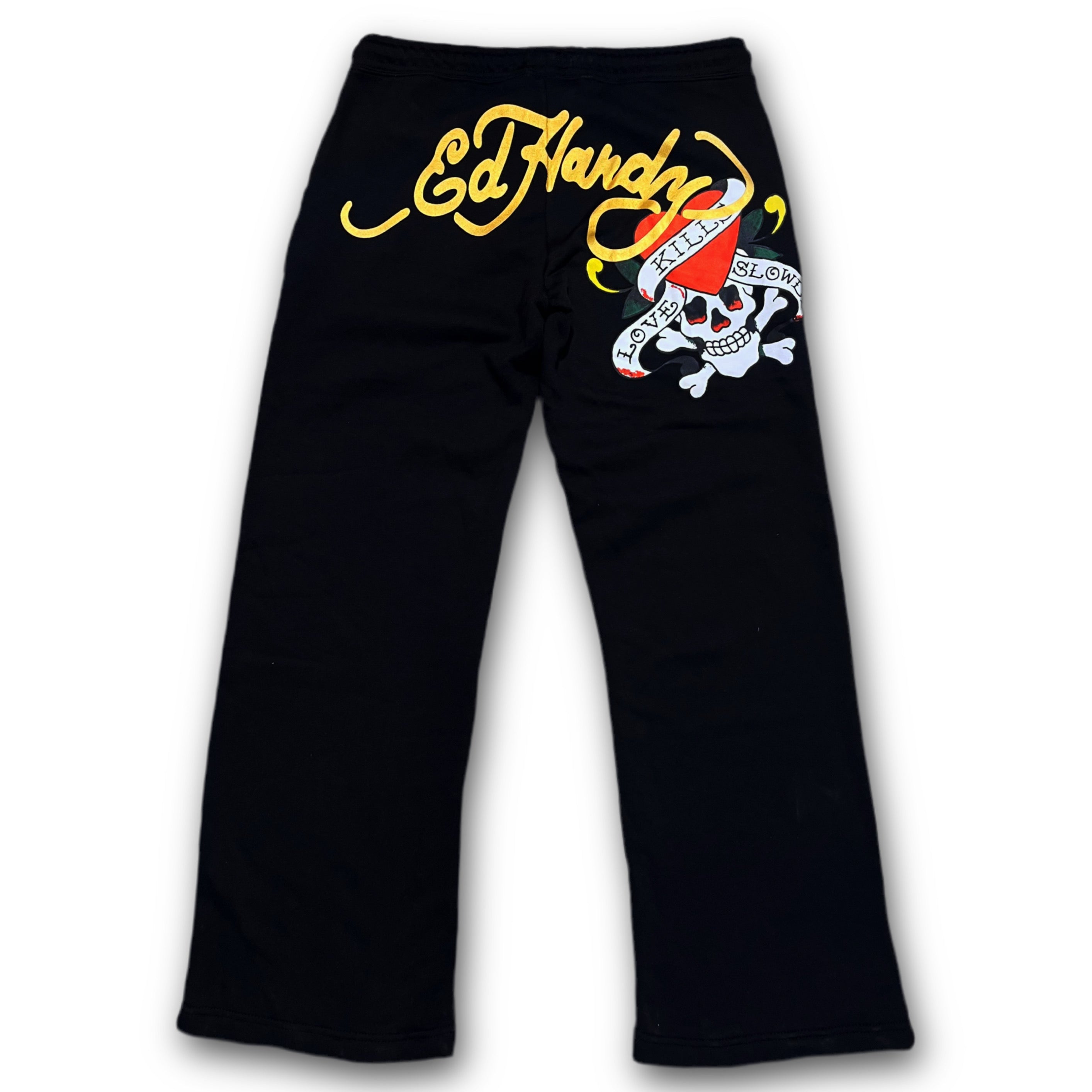 ED HARDY “LKS skull” BLACK FLARE PANTS
