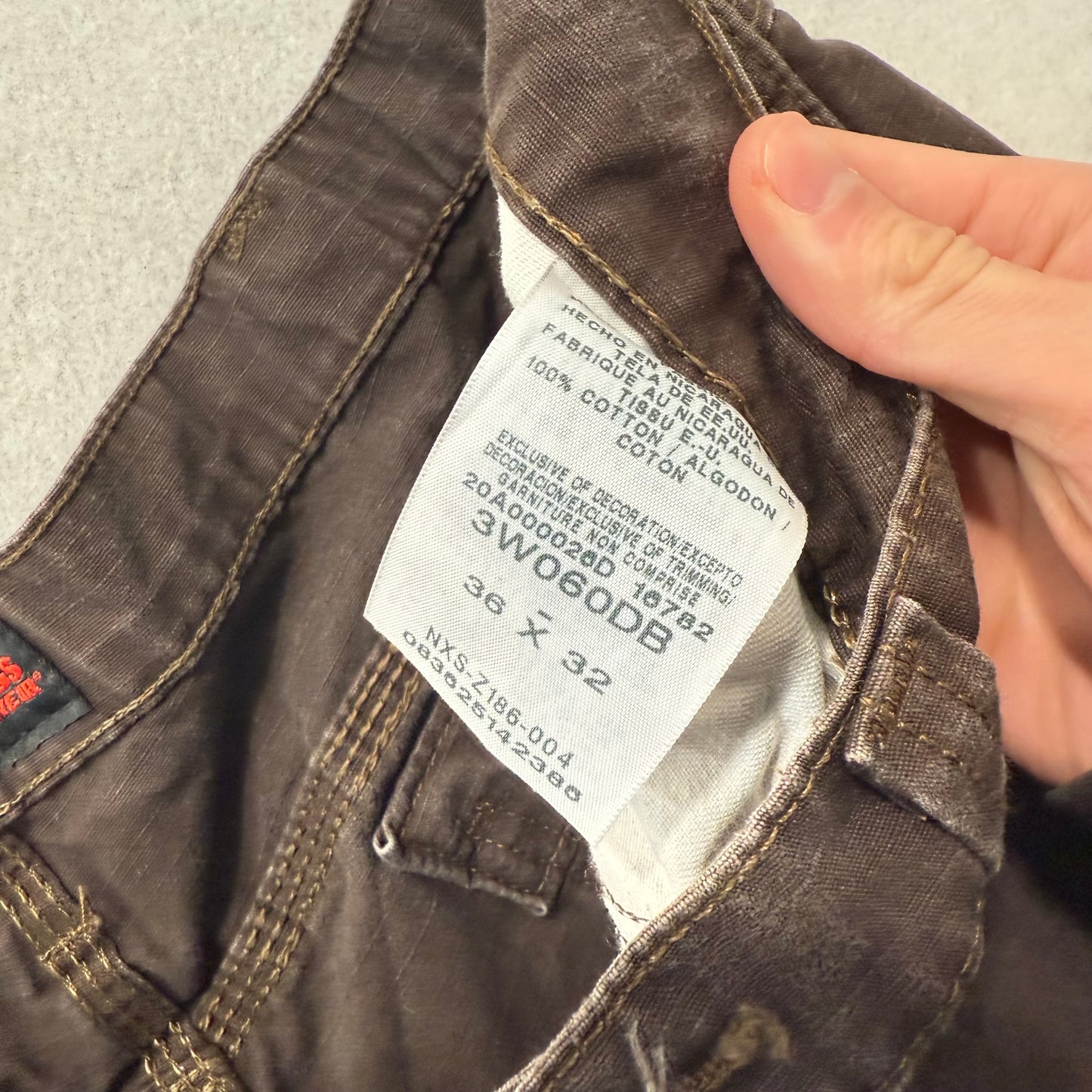 Wrangler Riggs Men's Brown Cotton Relaxed Carpenter Pant Utility Pockets Size 36