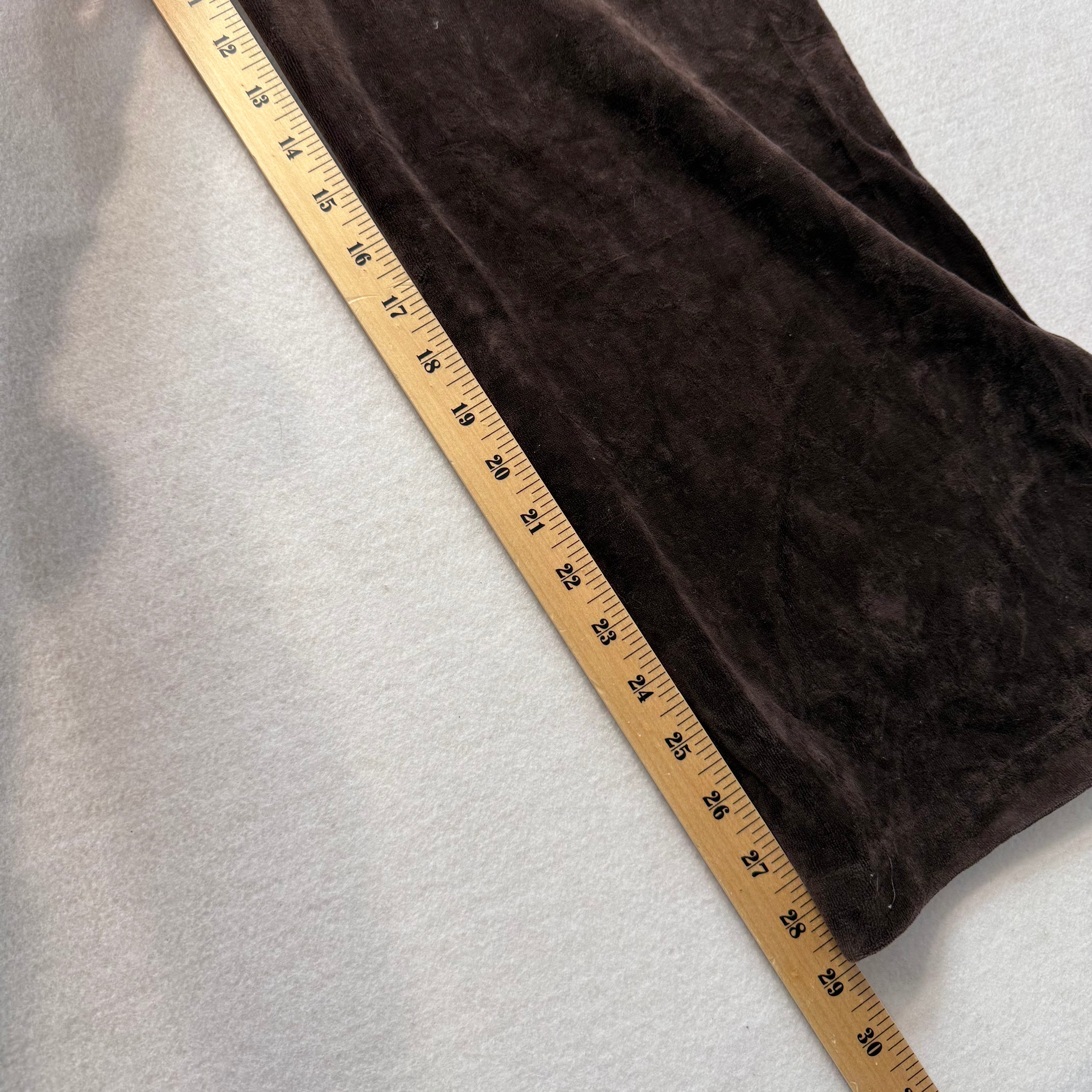 2003 Vintage Juicy Couture brown heart low rise rhinestone velour pants size M