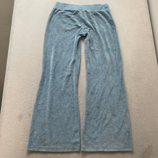 Juicy Couture Women's powder Blue Velour Flared Track Pant Front Pockets Size M