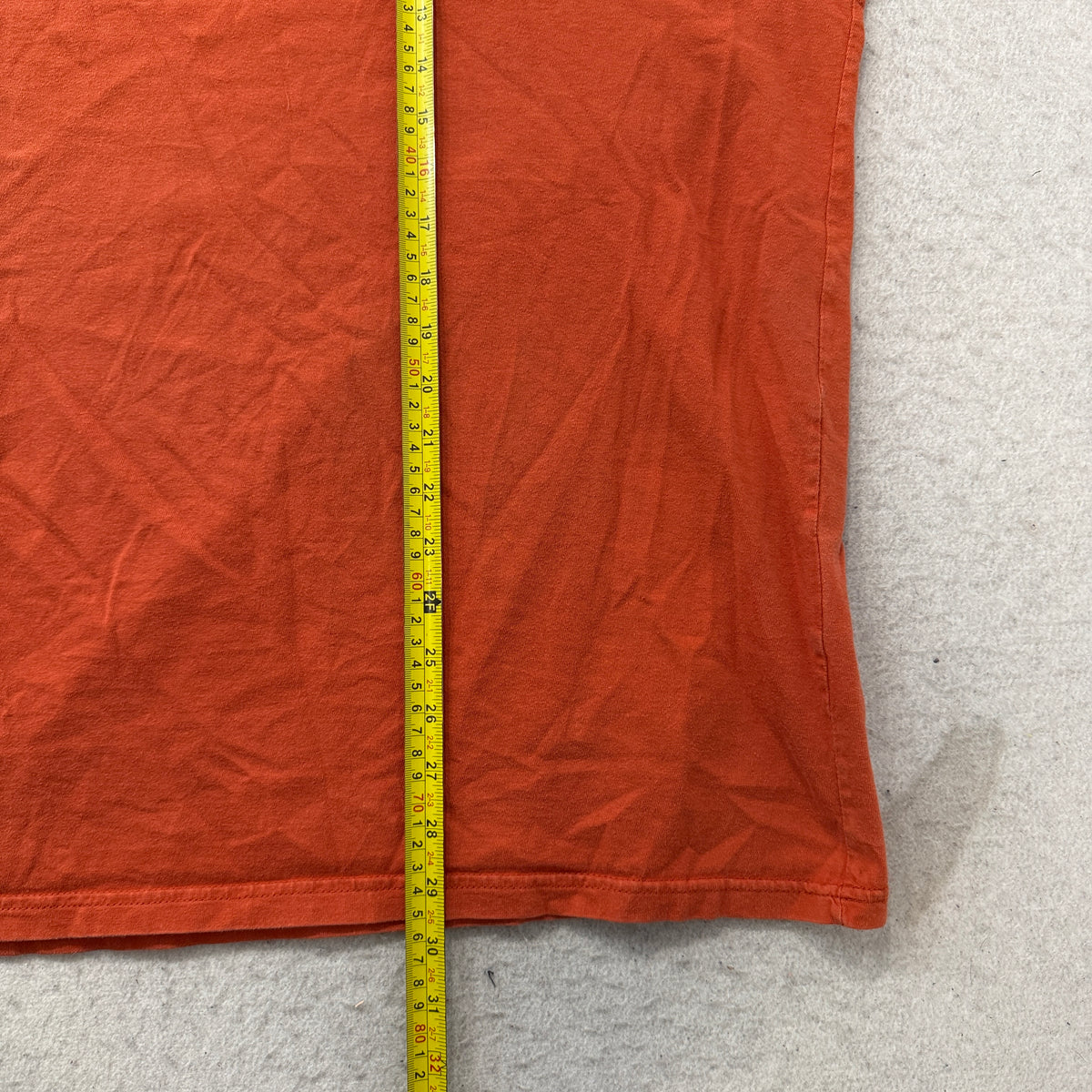 Carhartt WIP orange tee length measurement
