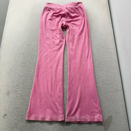 Juicy Couture Women's Pink Velour Flared Track Pant Drawstring Pockets Size M