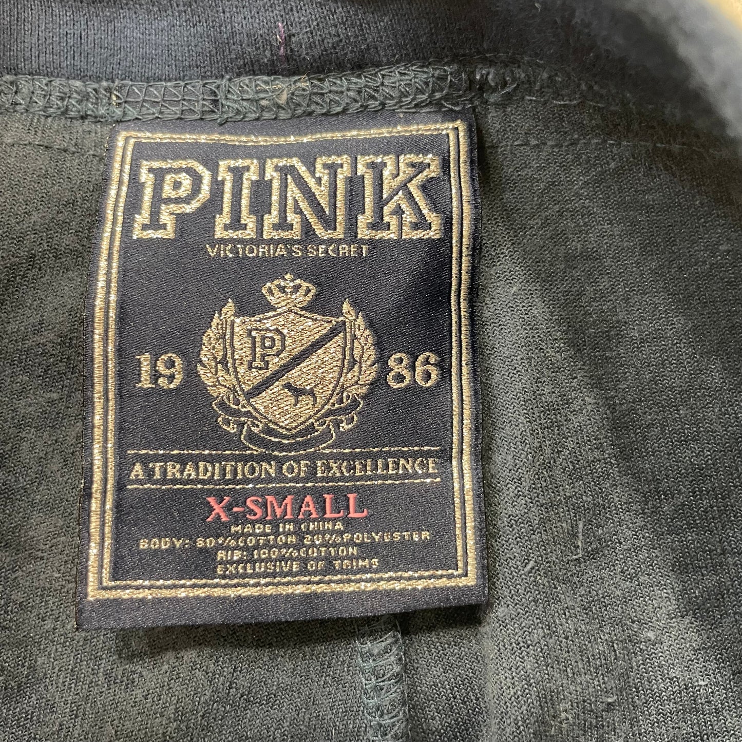 PINK Victoria's Secret Women's Navy Velour Flare Track Pant Graphic Logo Size XS