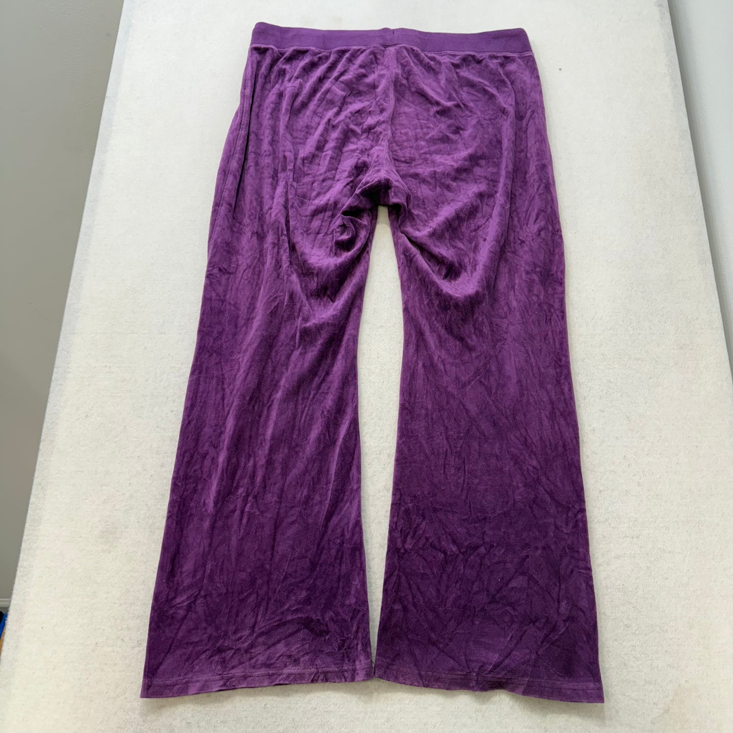 Juicy Couture Womens Purple Velour Flared Track Pant Loungewear Low Rise Size XL