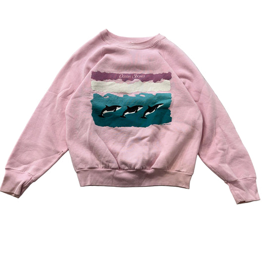 Vintage Fruit of the Loom Women's Light Pink Sweatshirt Made in USA 90s Size M
