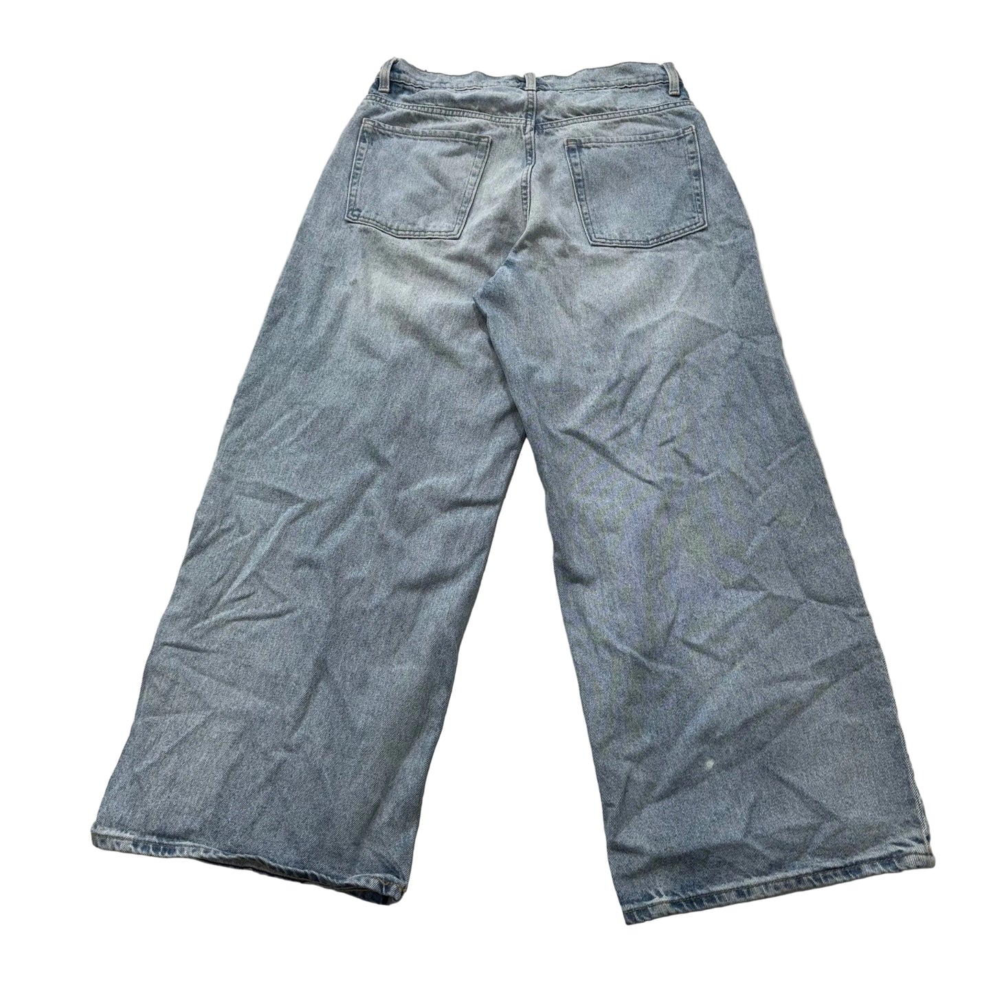 Old Navy Women's Light Wash Blue Denim Baggy Wide Leg Jeans High Rise Size 12