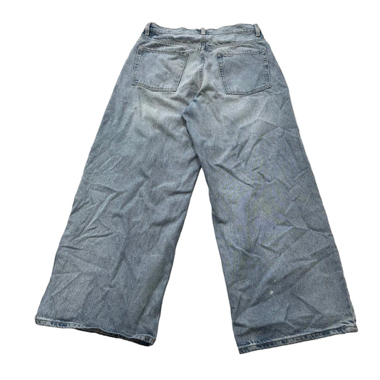 Old Navy Women's Light Wash Blue Denim Baggy Wide Leg Jeans High Rise Size 12