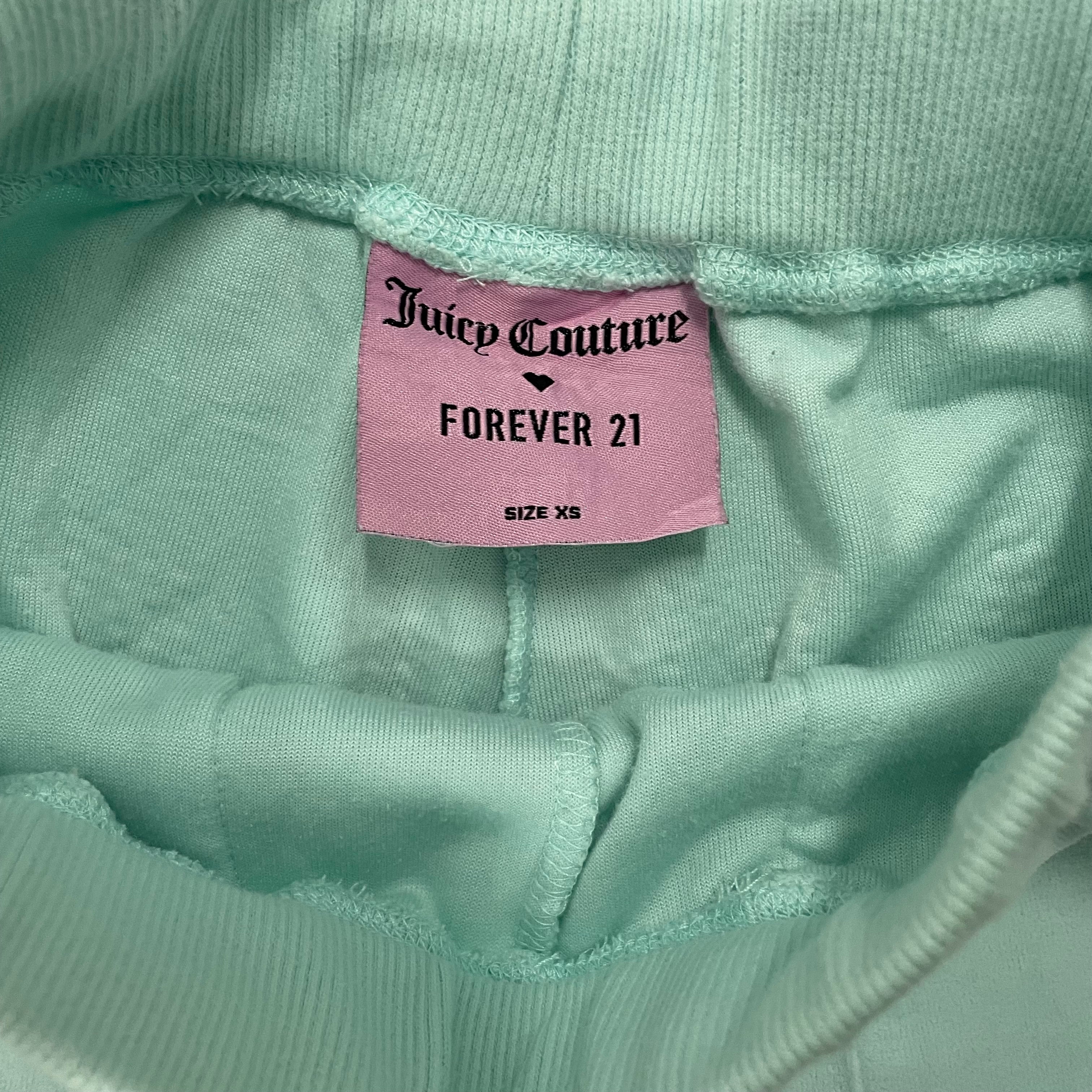 Light Blue Velour Juicy Couture X Forever 21 Flared Pants w/ RHINESTONE DESIGN SIZE XS