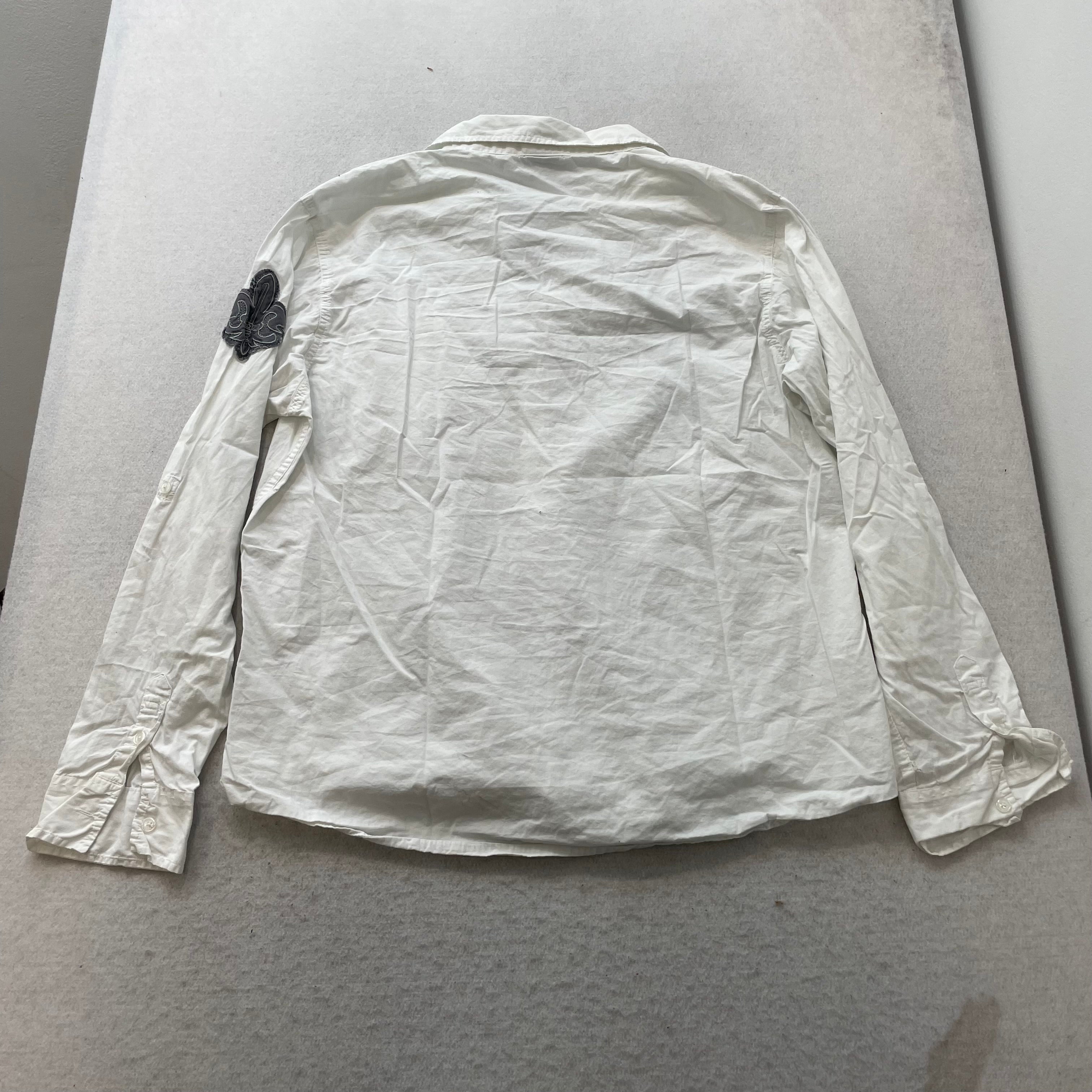 MMA Elite Men's White Cotton Regular Fit Button Up Shirt Graphic Logo Size Xl