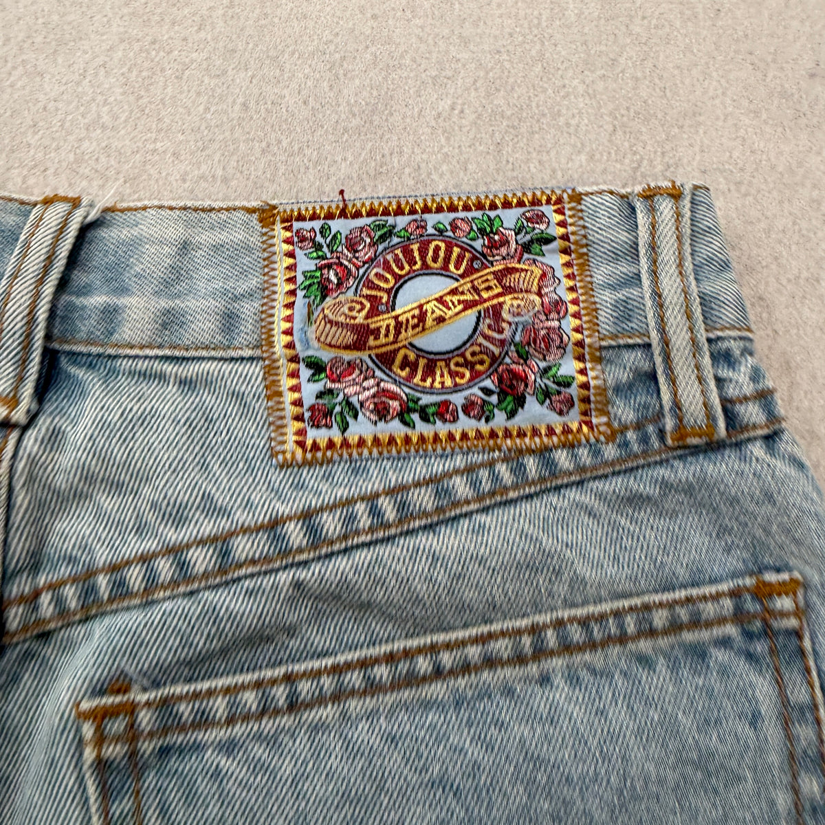 Jou Jou Vintage Floral Applique High Waist Jeans Size 9 photo 7