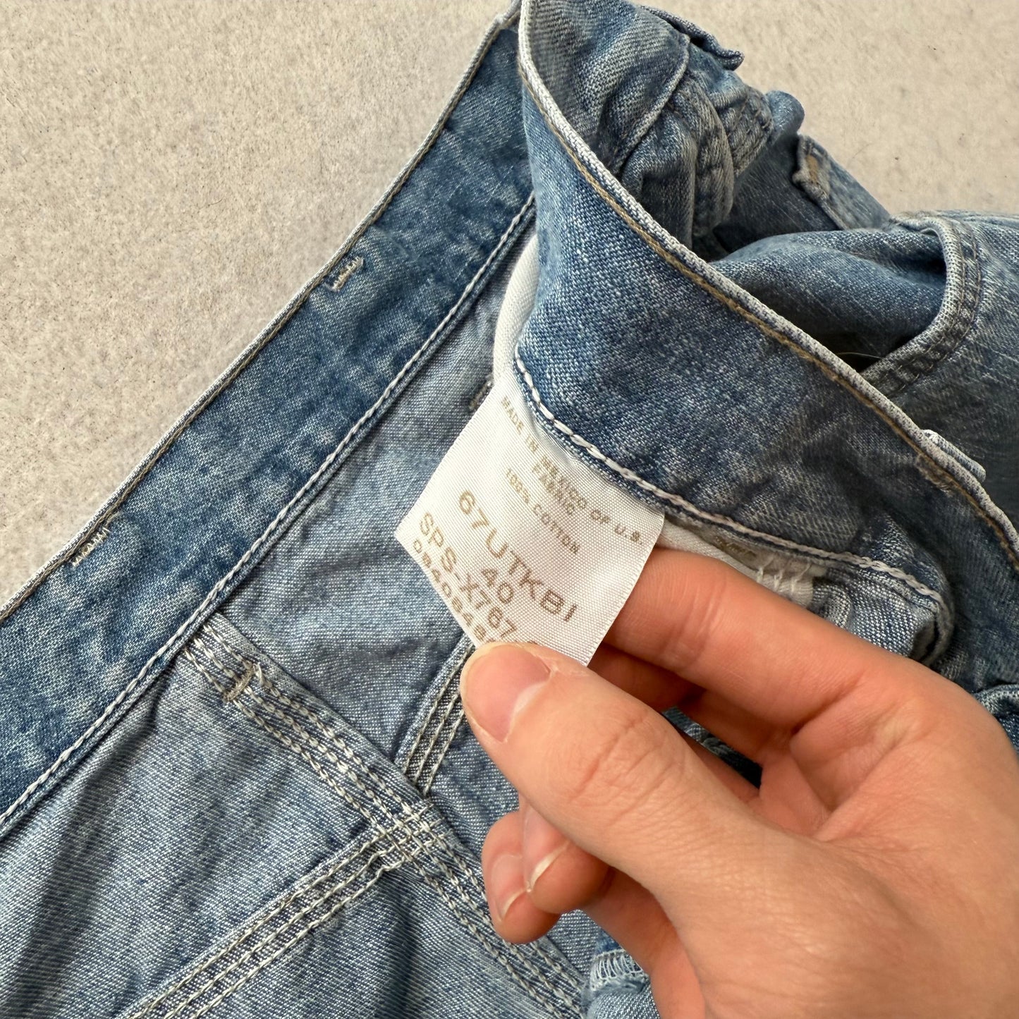 Wrangler Men's Blue Denim Straight Leg Carpenter Shorts Utility Pockets Size 40