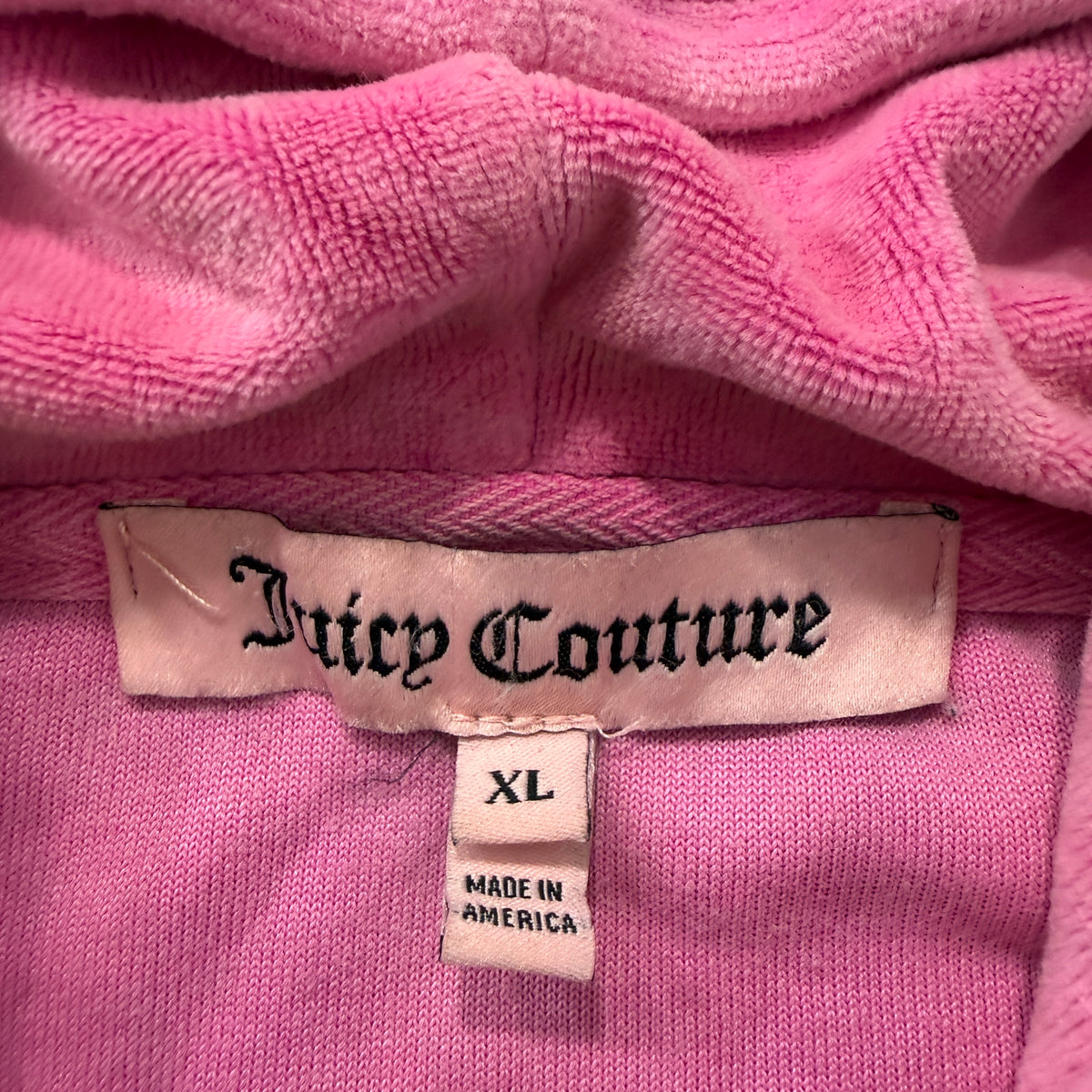 Juicy Couture Women's Pink Velour Zip-Up Hoodie Royal Crest Graphic Logo Size XL