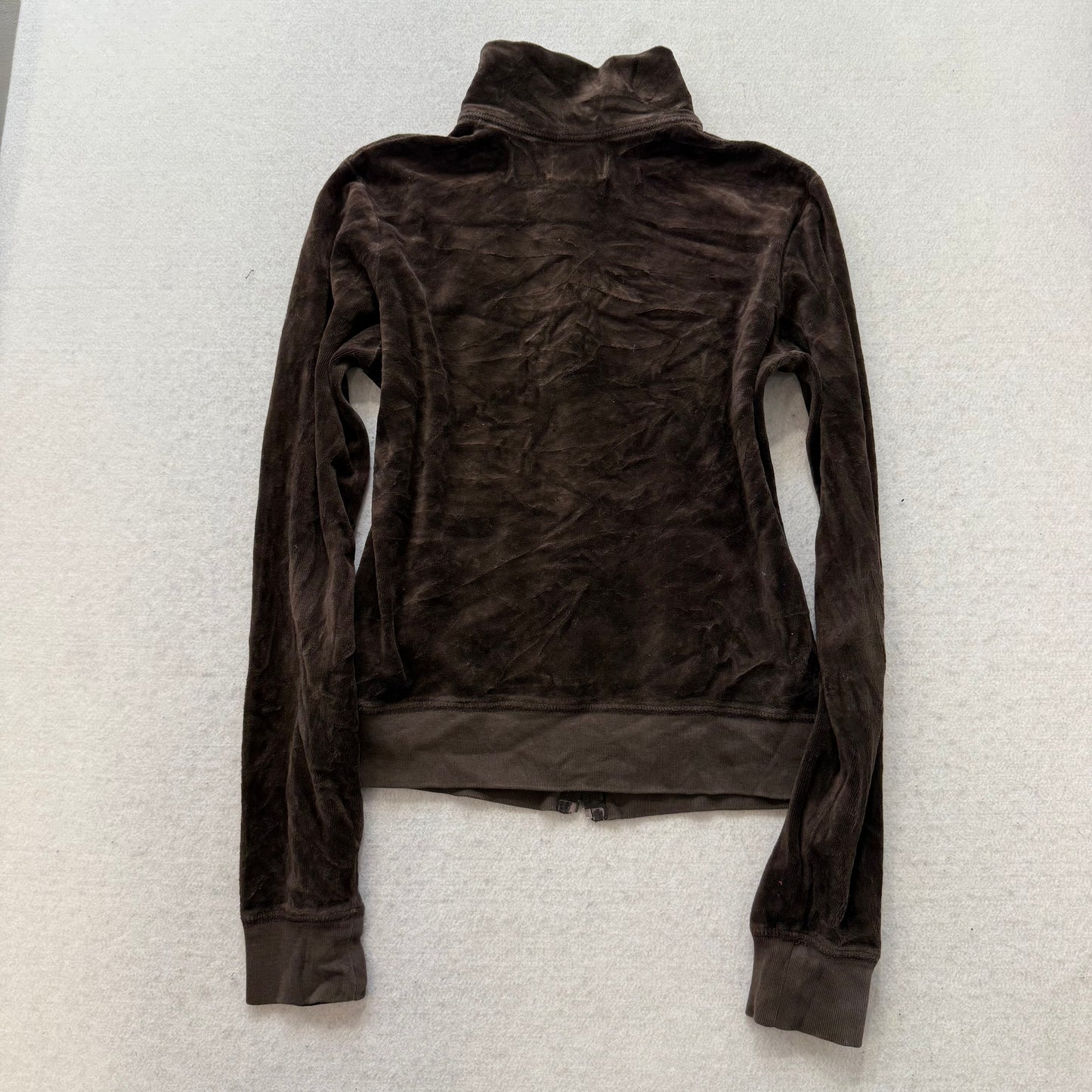 Juicy Couture Women's Brown Velour Full Zip Track Jacket Mock Neck Y2K Size M