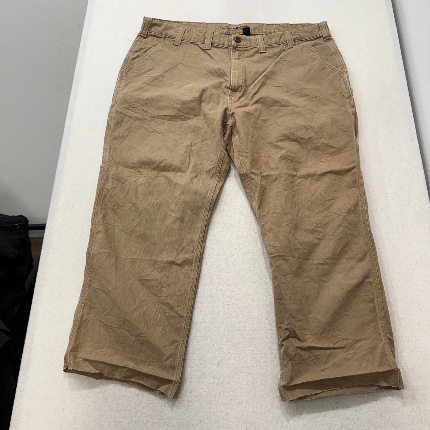 Carhartt Men's Beige Cotton Relaxed Fit Carpenter Pants Tool Pockets Waist 44