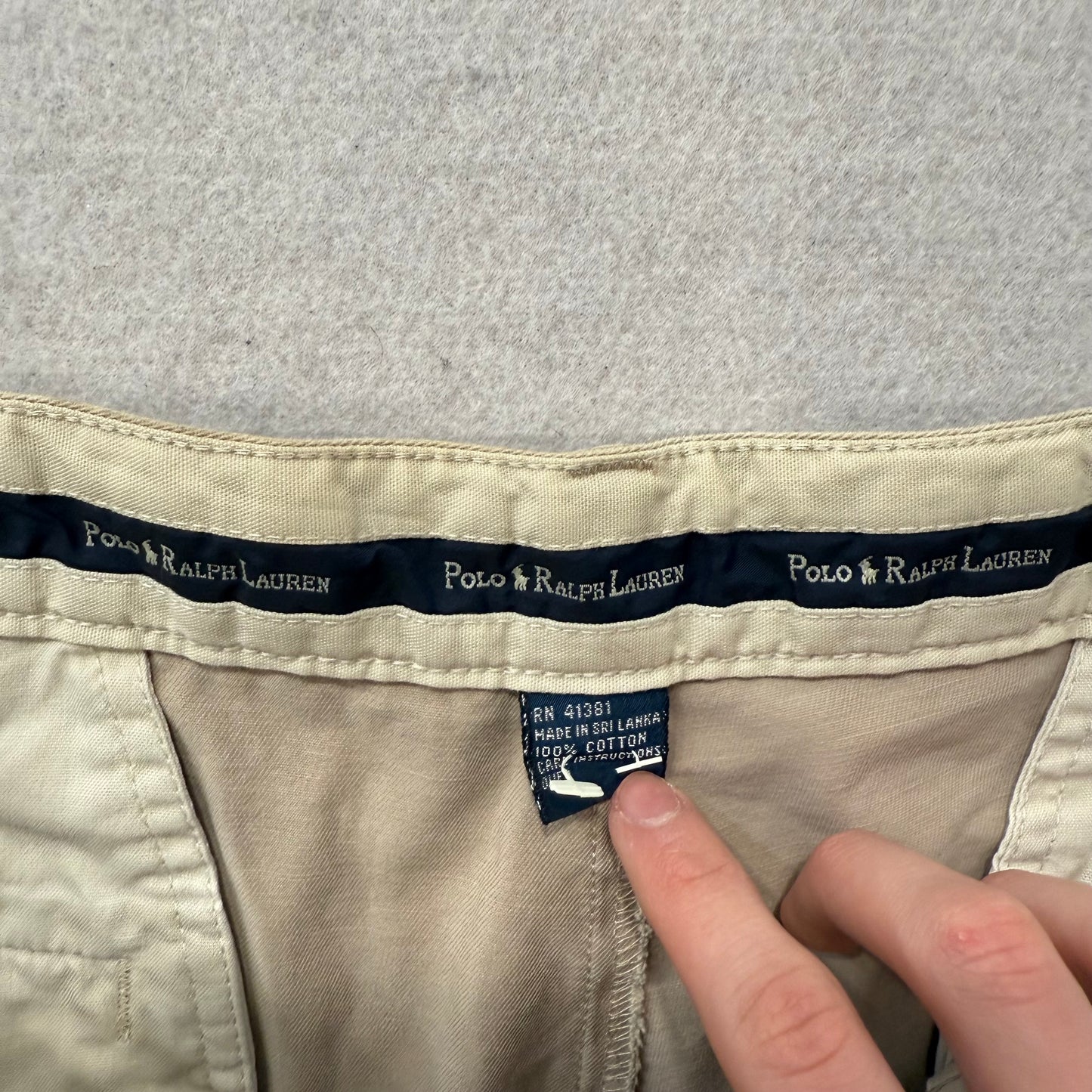 Polo by Ralph Lauren Men's Tan Cotton Pleated Chino Shorts Welt Pockets Size 36