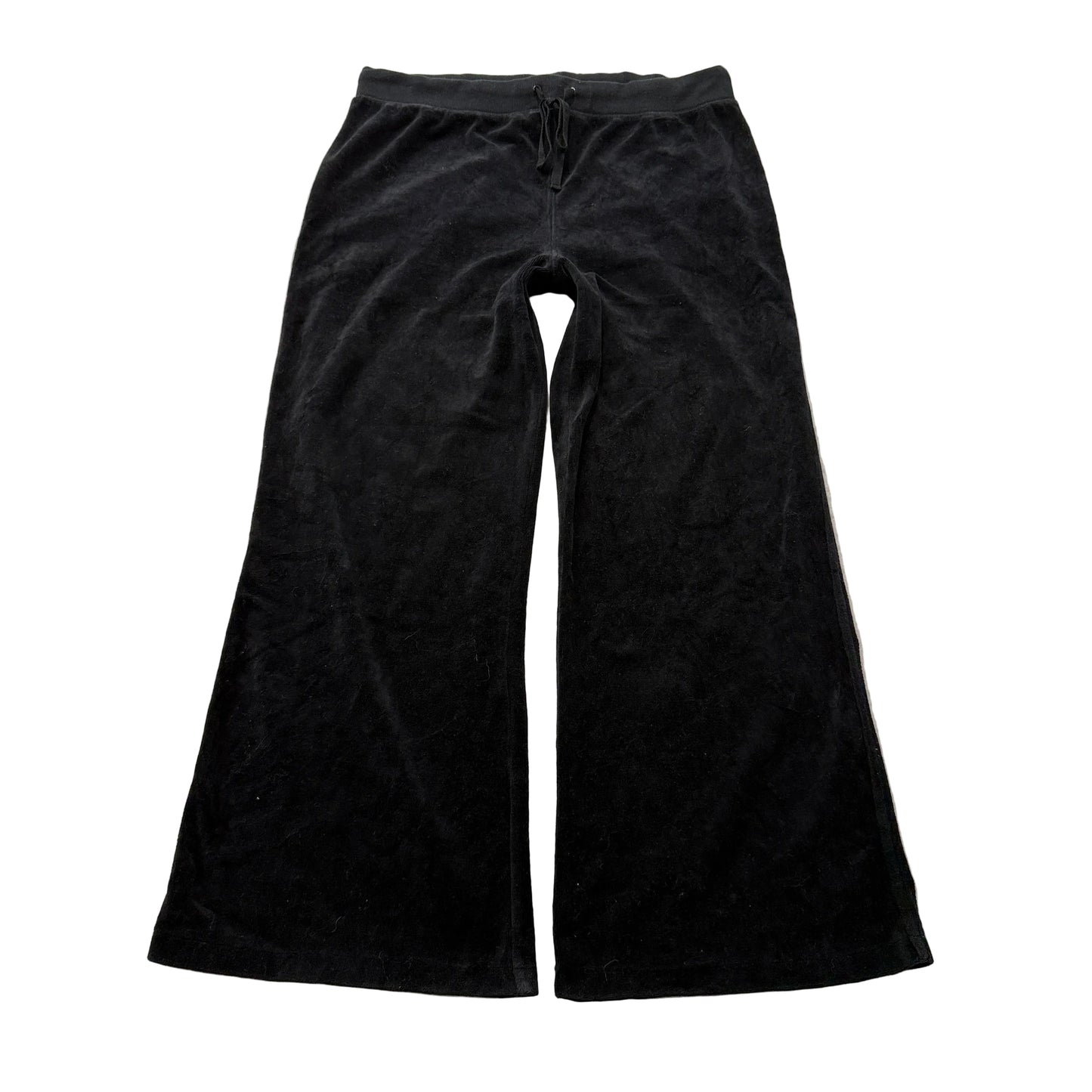 Vintage Juicy Couture Women's Black Velour Track Pants Wide Leg Classic Size L