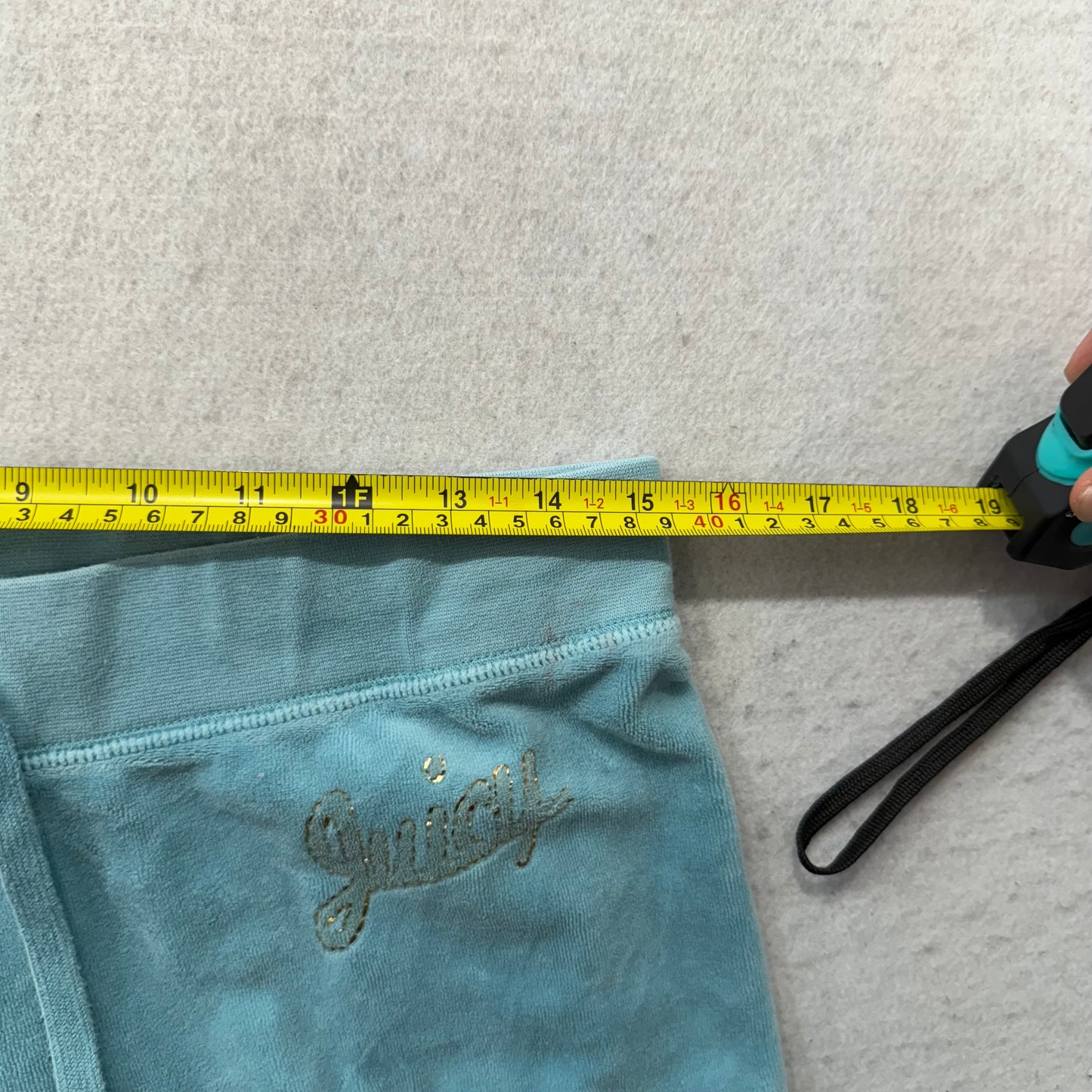 Juicy Couture Women's Turquoise Velour Flared Track Pant Drawstring Y2K Size M